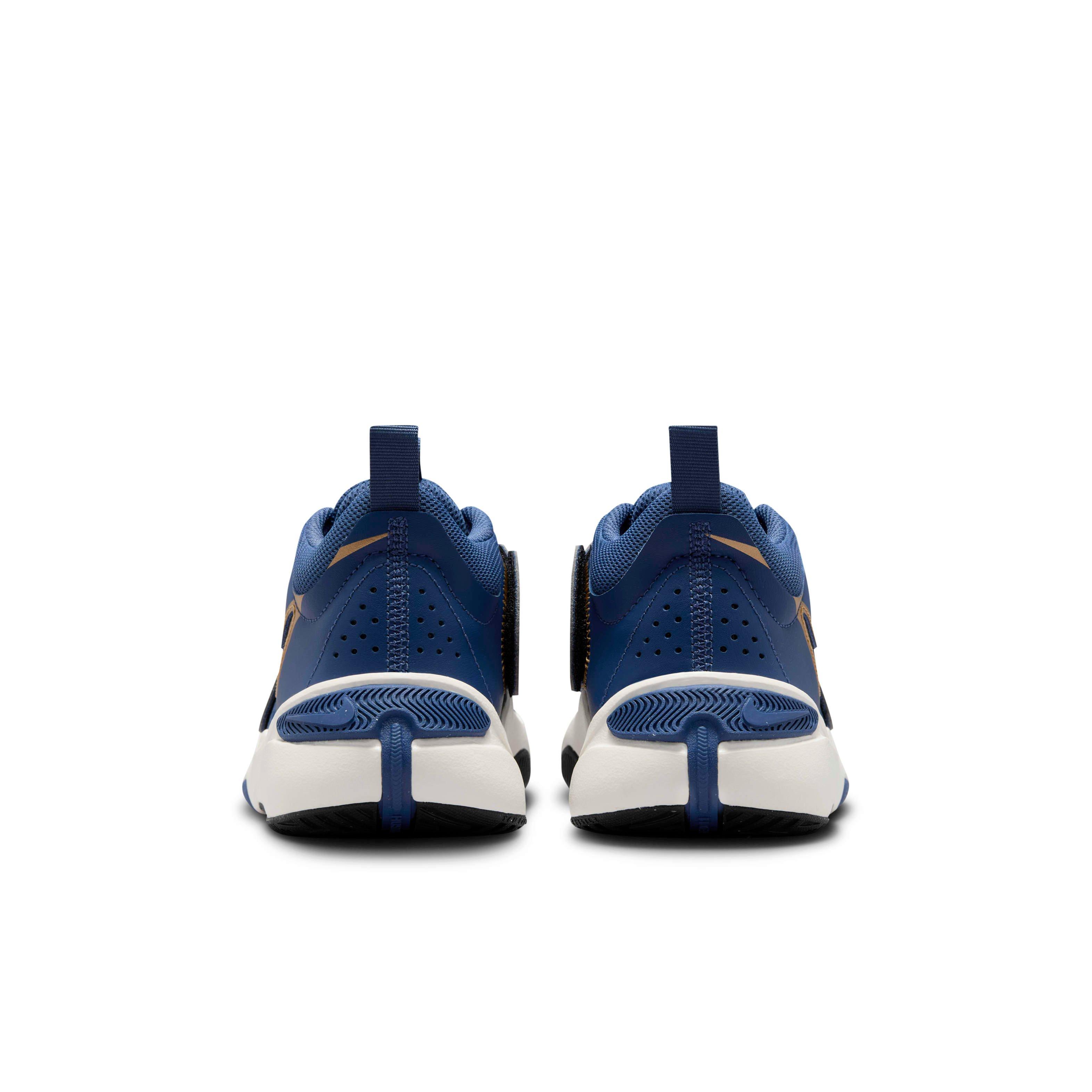 Nike Team Hustle D 11 "Mystic Navy/Pale Ivory/Metallic Gold/Black" Grade School Boys' Basketball Shoe - NAVY/IVORY/GOLD/BLACK Thumbnail View 5