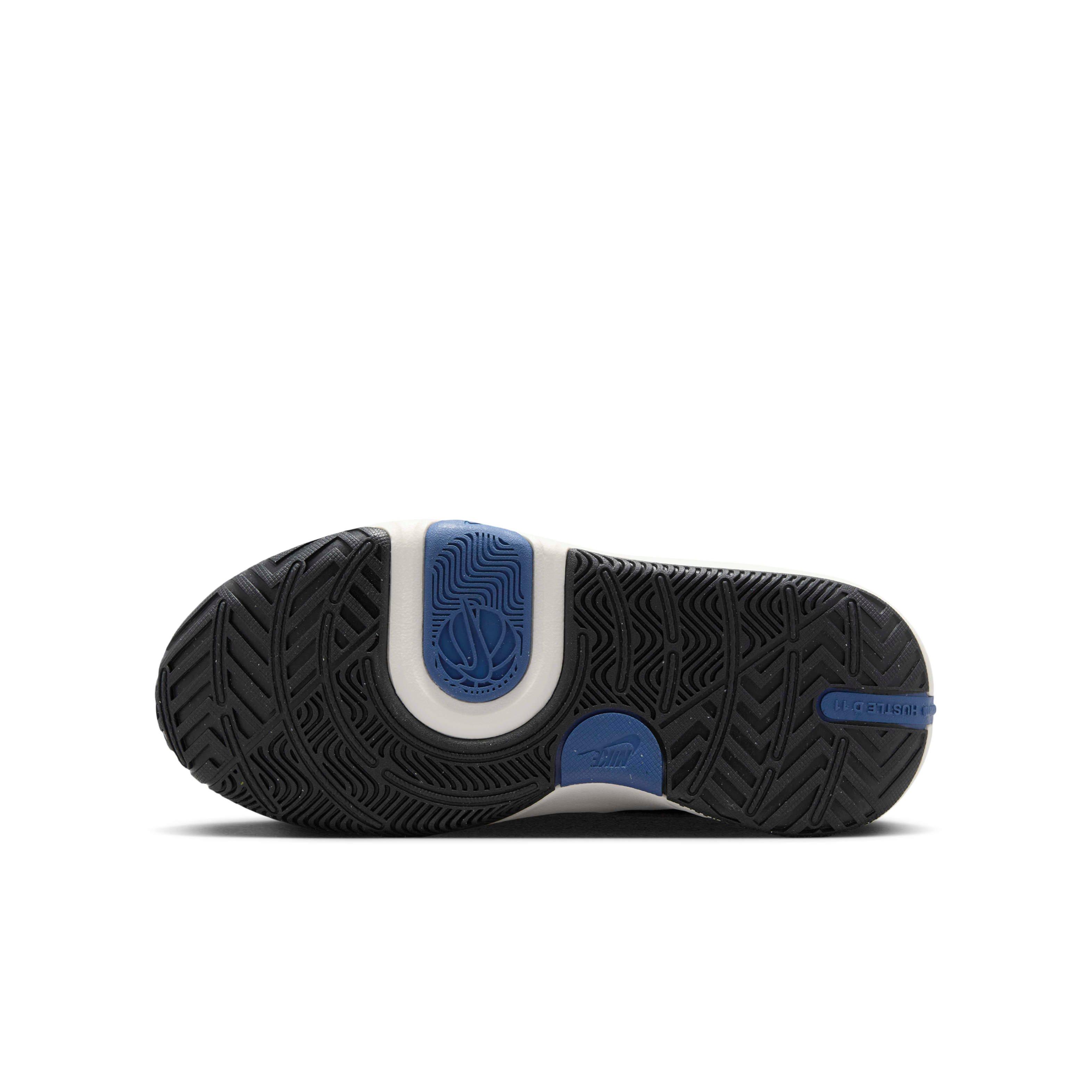 Nike Team Hustle D 11 "Mystic Navy/Pale Ivory/Metallic Gold/Black" Grade School Boys' Basketball Shoe - NAVY/IVORY/GOLD/BLACK Thumbnail View 6