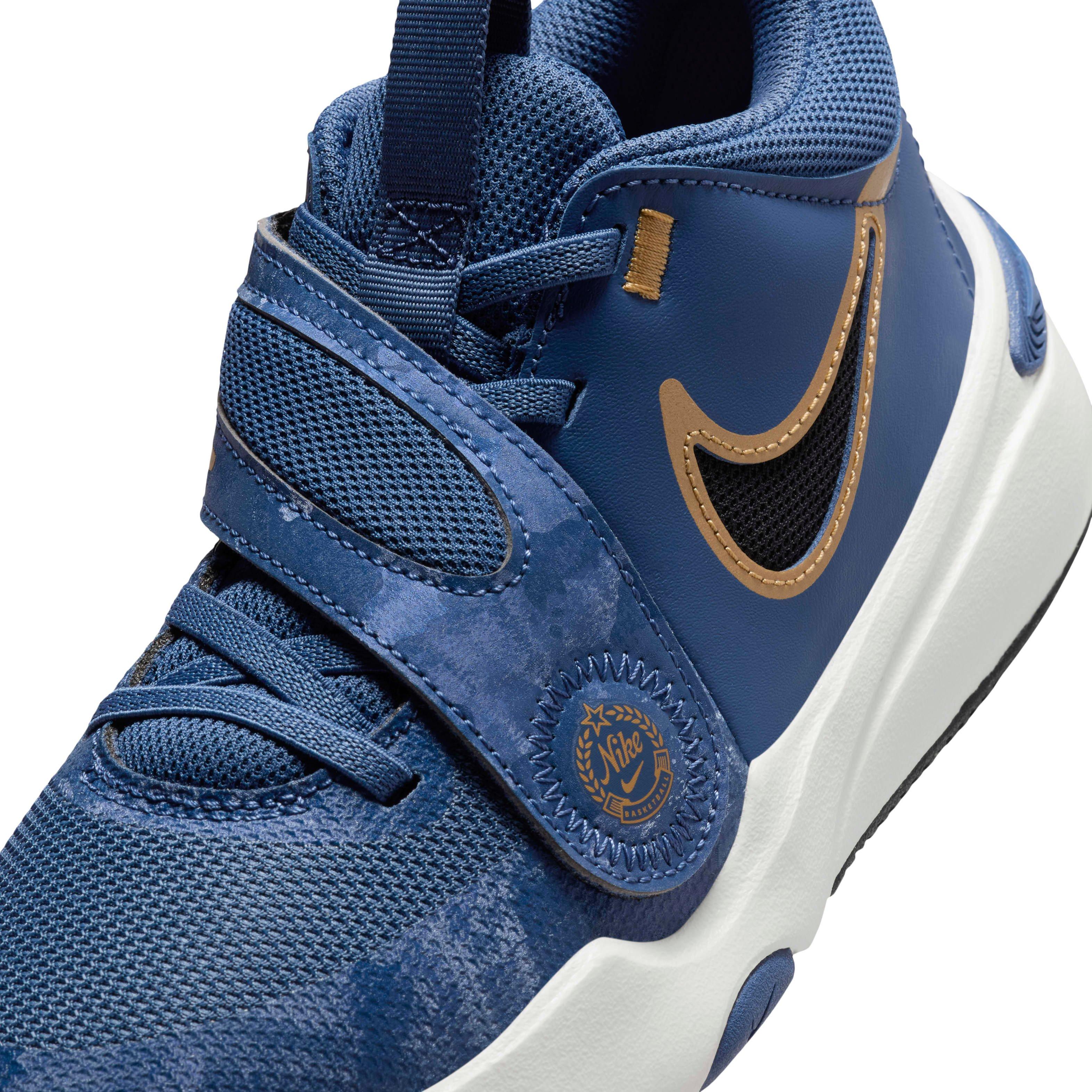 Nike Team Hustle D 11 "Mystic Navy/Pale Ivory/Metallic Gold/Black" Grade School Boys' Basketball Shoe - NAVY/IVORY/GOLD/BLACK Thumbnail View 7