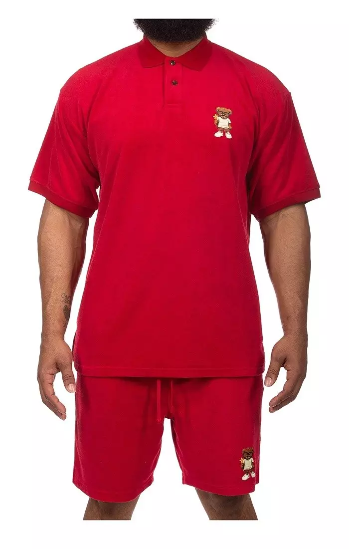 Hustle Gang Men's Long Stem Polo - Chili Pepper - CHILI PEPPER