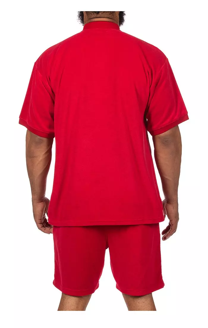 Hustle Gang Men's Long Stem Polo - Chili Pepper - CHILI PEPPER