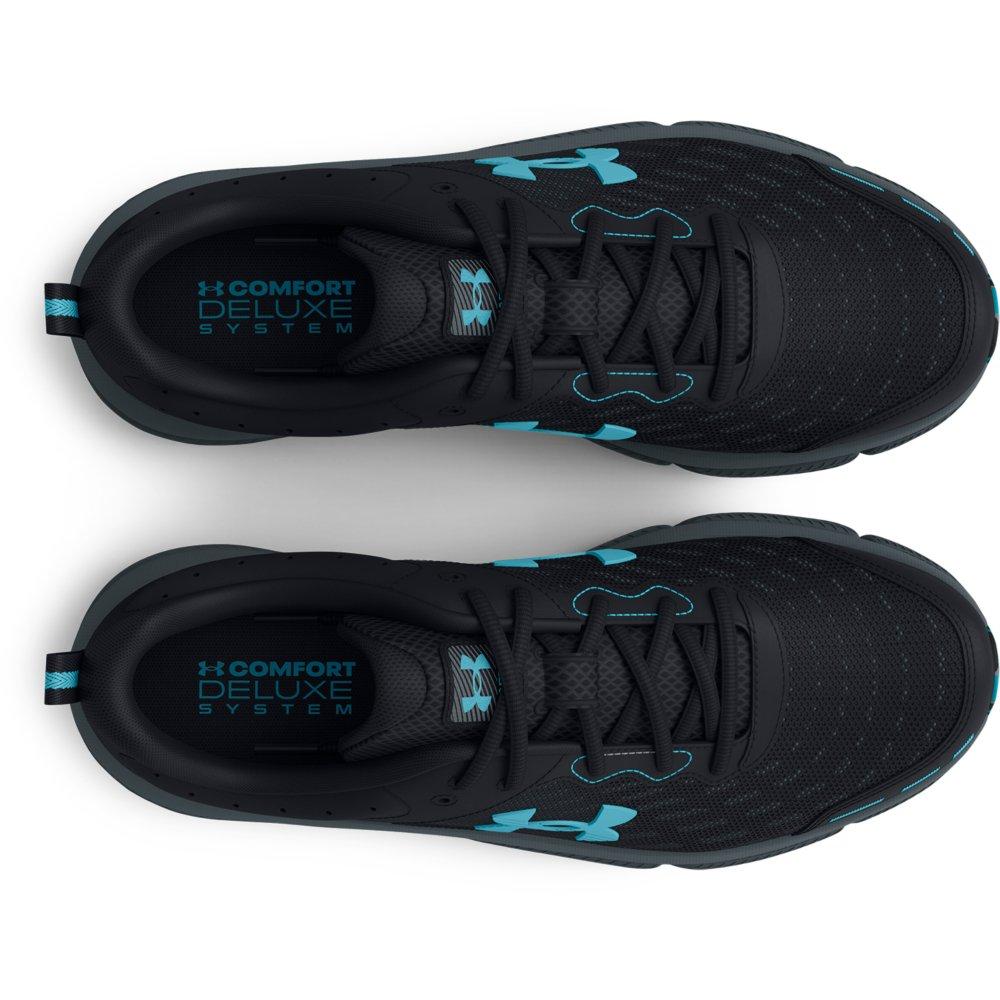 Under Armour Charged Assert 10 R "Black/Blue Surf" Men's Running Shoe - BLACK/BLUE Thumbnail View 3