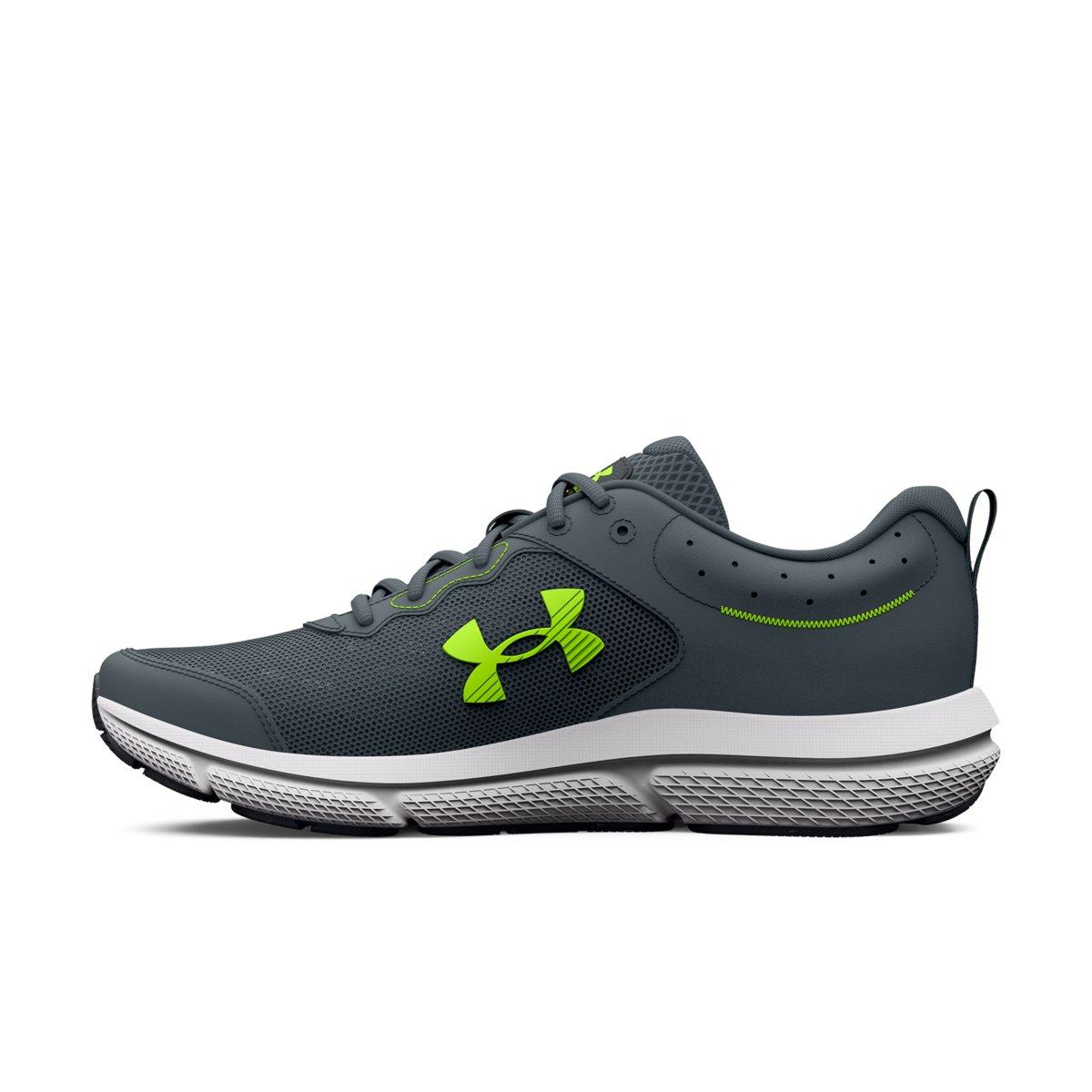 Under Armour Charged Assert 10 R "Gravel/Lime Surge" Men's Running Shoe - GRAVEL/LIME Thumbnail View 2