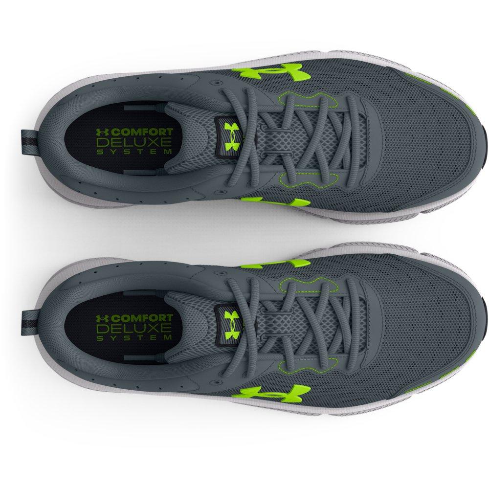 Under Armour Charged Assert 10 R "Gravel/Lime Surge" Men's Running Shoe - GRAVEL/LIME Thumbnail View 3