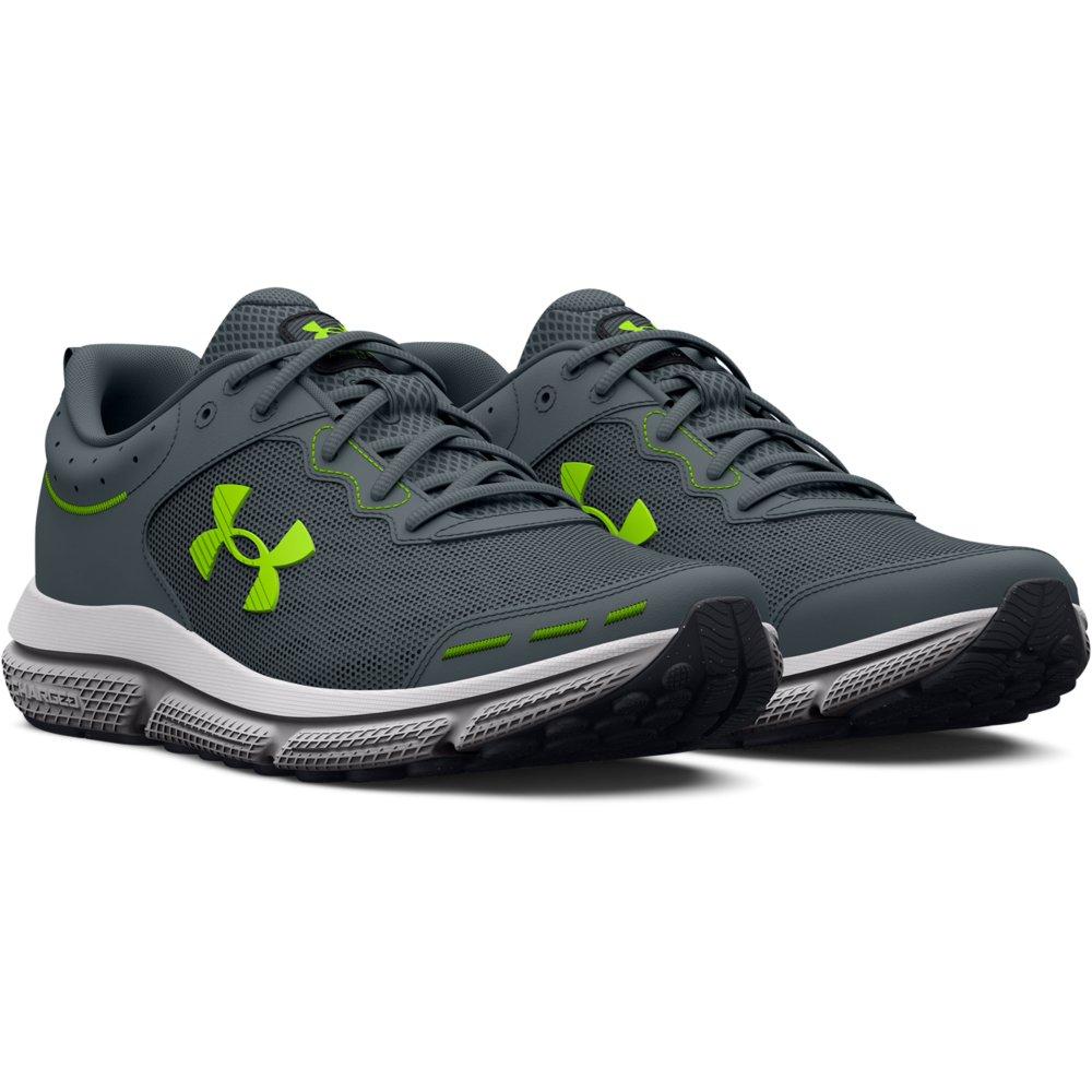 Under Armour Charged Assert 10 R "Gravel/Lime Surge" Men's Running Shoe - GRAVEL/LIME Thumbnail View 5