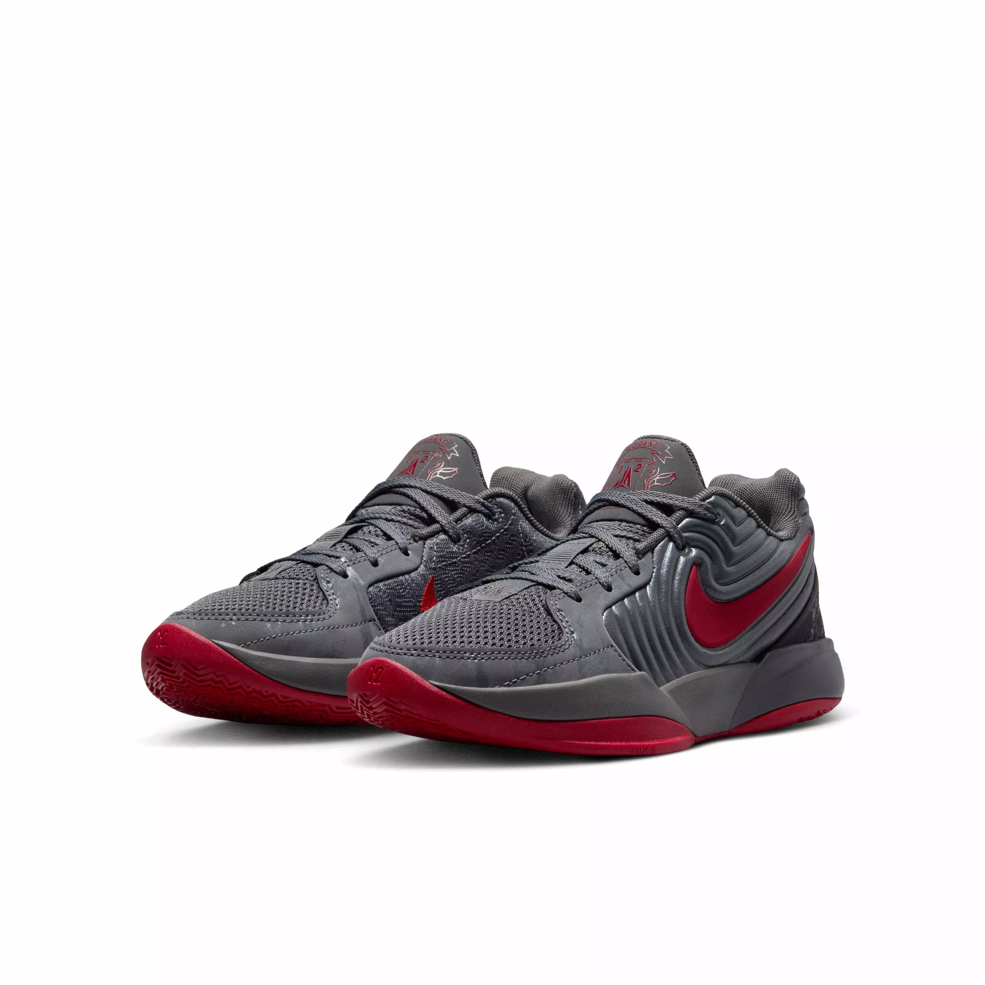 Nike Ja 2 "Iron Grey/Anthracite/Gym Red" Grade School Boys' Basketball Shoe - GREY/ANTHRACITE/RED