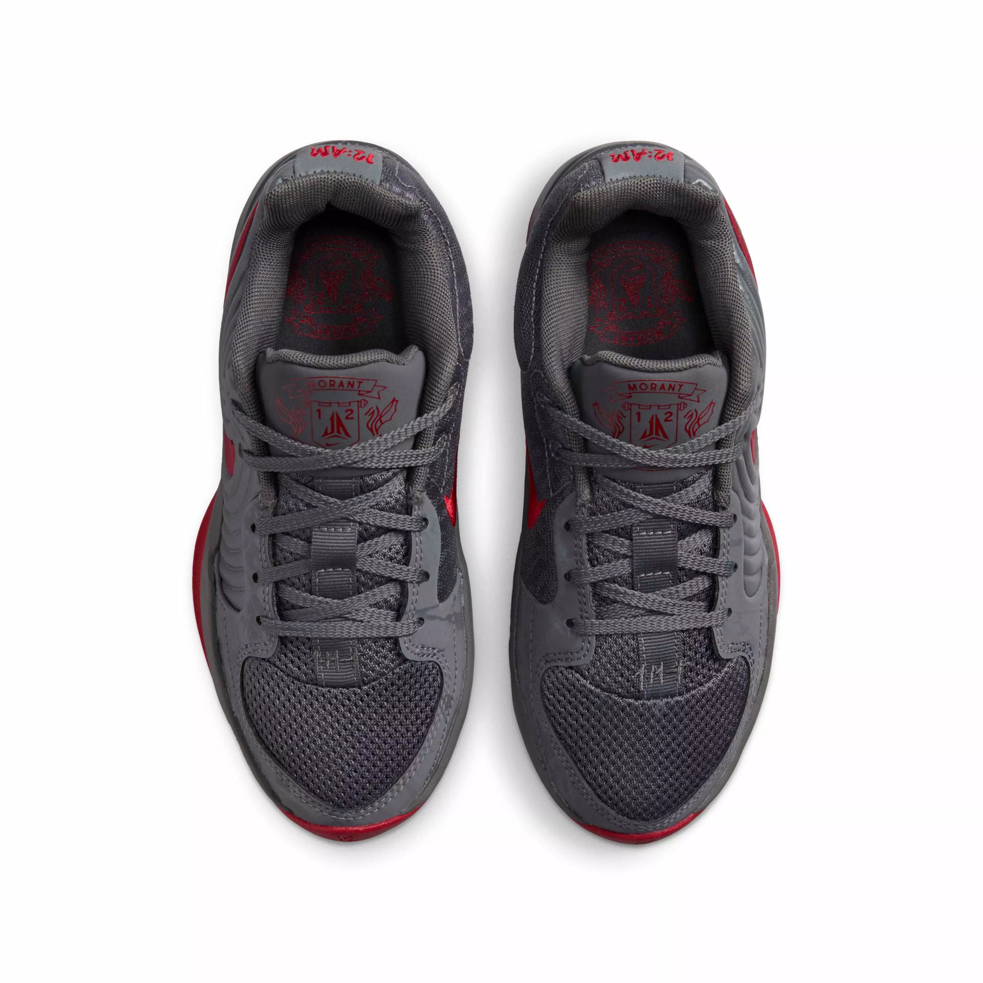Nike Ja 2 "Iron Grey/Anthracite/Gym Red" Grade School Boys' Basketball Shoe - GREY/ANTHRACITE/RED