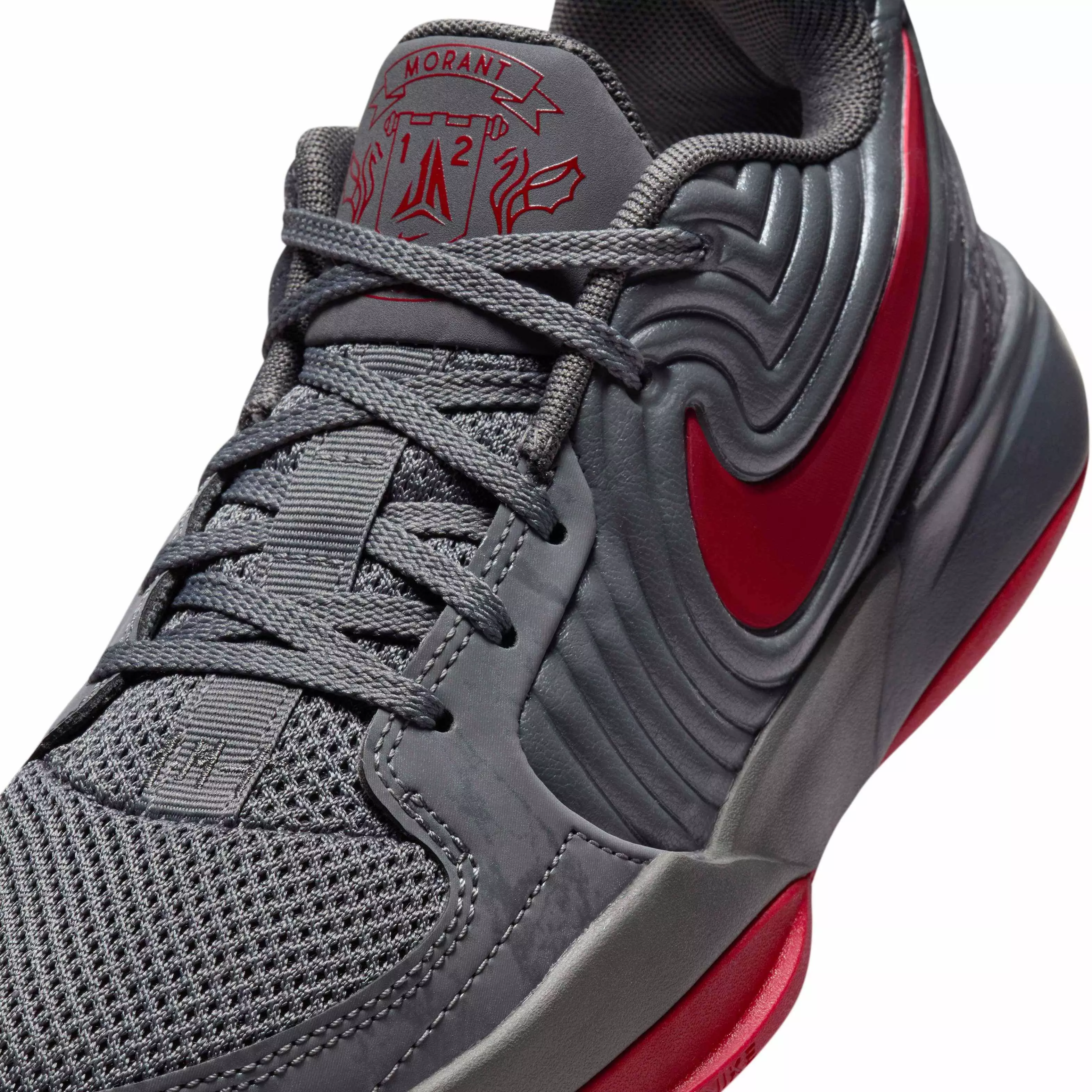 Nike Ja 2 "Iron Grey/Anthracite/Gym Red" Grade School Boys' Basketball Shoe - GREY/ANTHRACITE/RED
