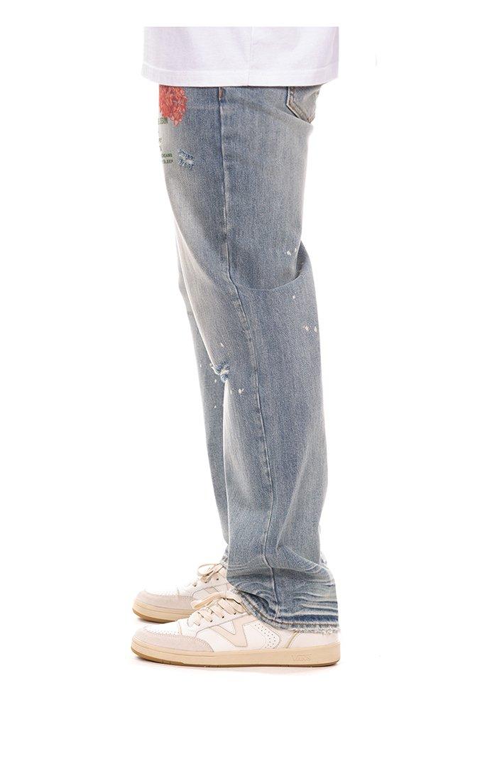 Hustle Gang Men's First Frost Relaxed Fit Light Wash Denim Jeans - LT BLUE Thumbnail View 4