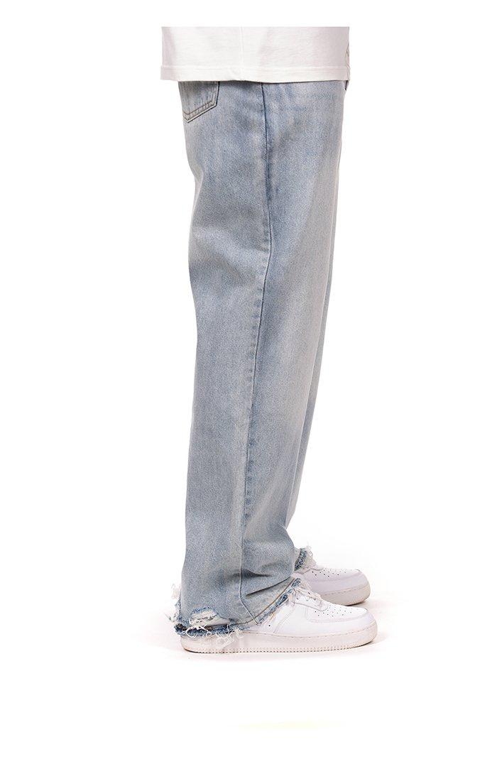 Hustle Gang Men's Theo Relaxed Fit Light Wash Denim Jeans - LT BLUE Thumbnail View 3