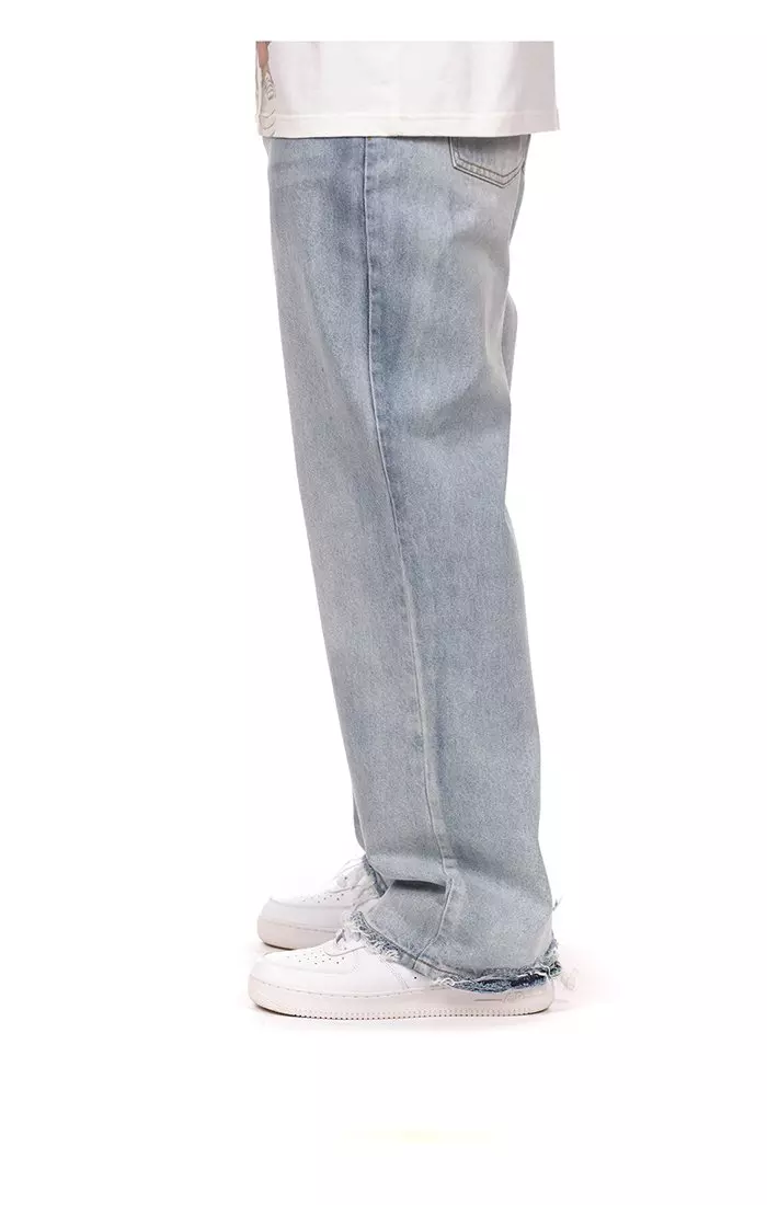 Hustle Gang Men's Theo Relaxed Fit Light Wash Denim Jeans