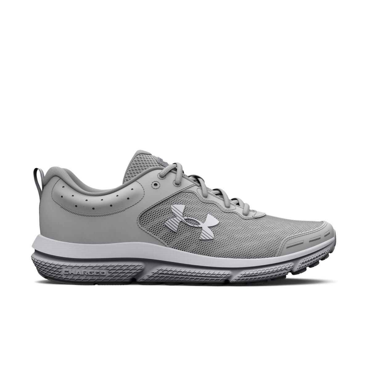 Under Armour Charged Assert 10 R "Mod Grey/White" Men's Running Shoe - GREY/WHITE Thumbnail View 1