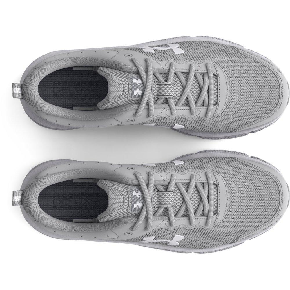 Under Armour Charged Assert 10 R "Mod Grey/White" Men's Running Shoe - GREY/WHITE Thumbnail View 3