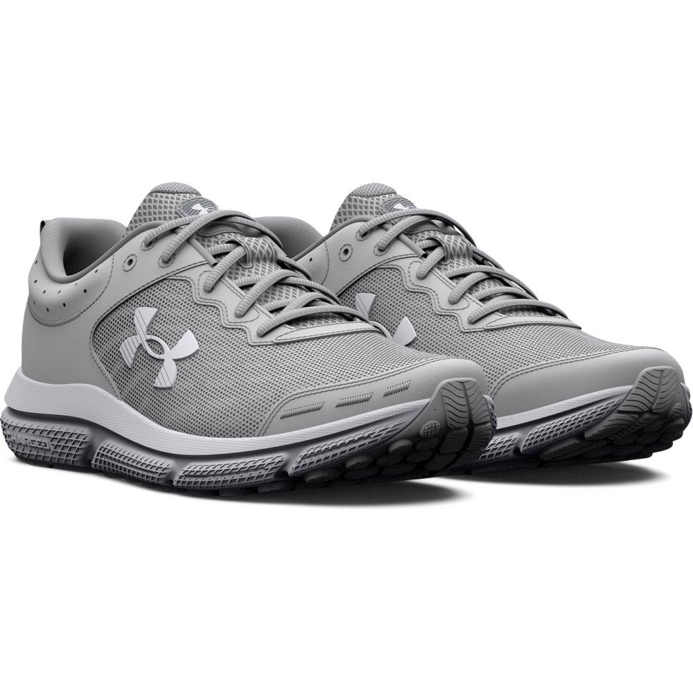 Under Armour Charged Assert 10 R "Mod Grey/White" Men's Running Shoe - GREY/WHITE Thumbnail View 5