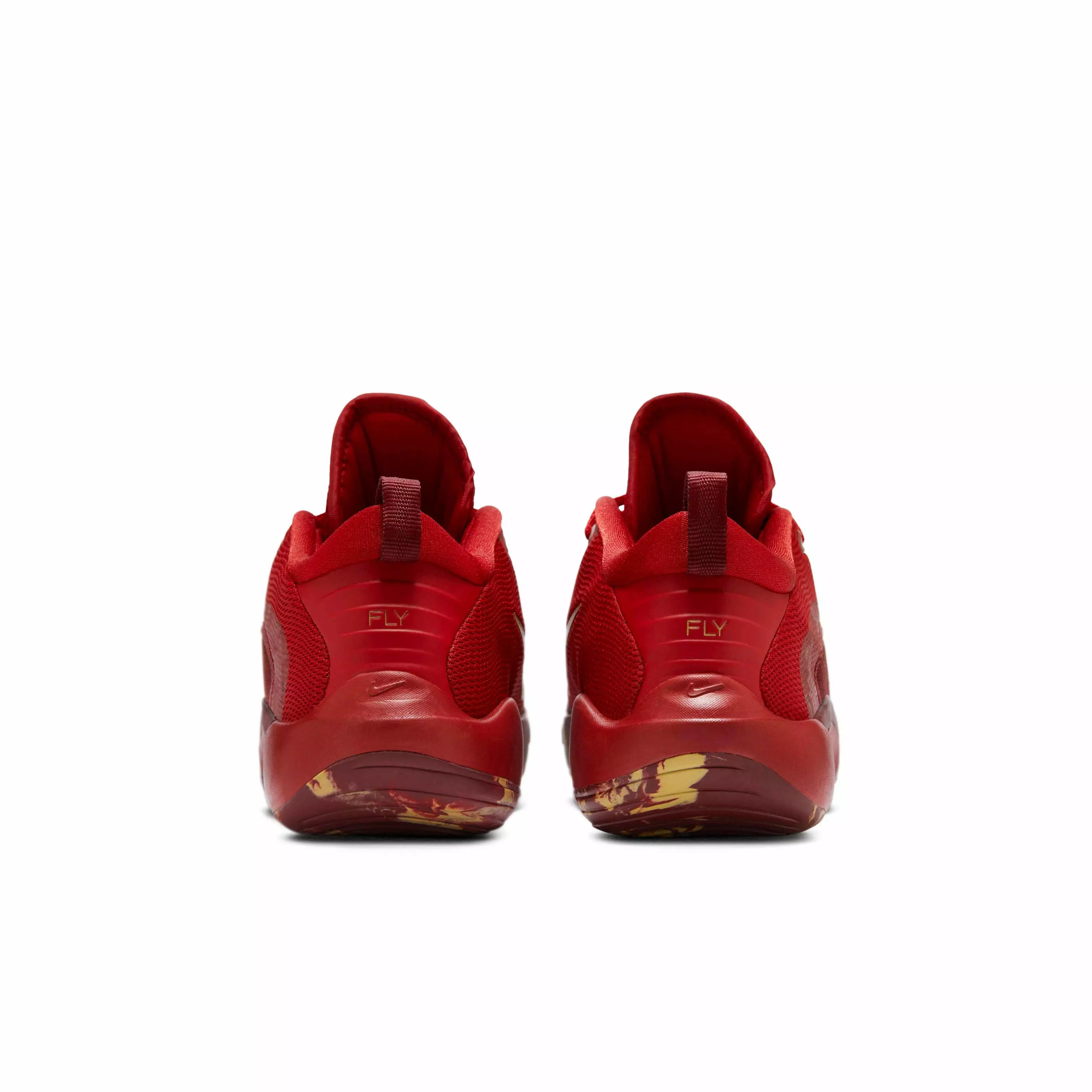 Nike IsoFly "Gym Red/Team Red/Dark Team Red/Metallic Gold" Grade School Boys' Basketball Shoe - RED/RED/DK RED/GOLD