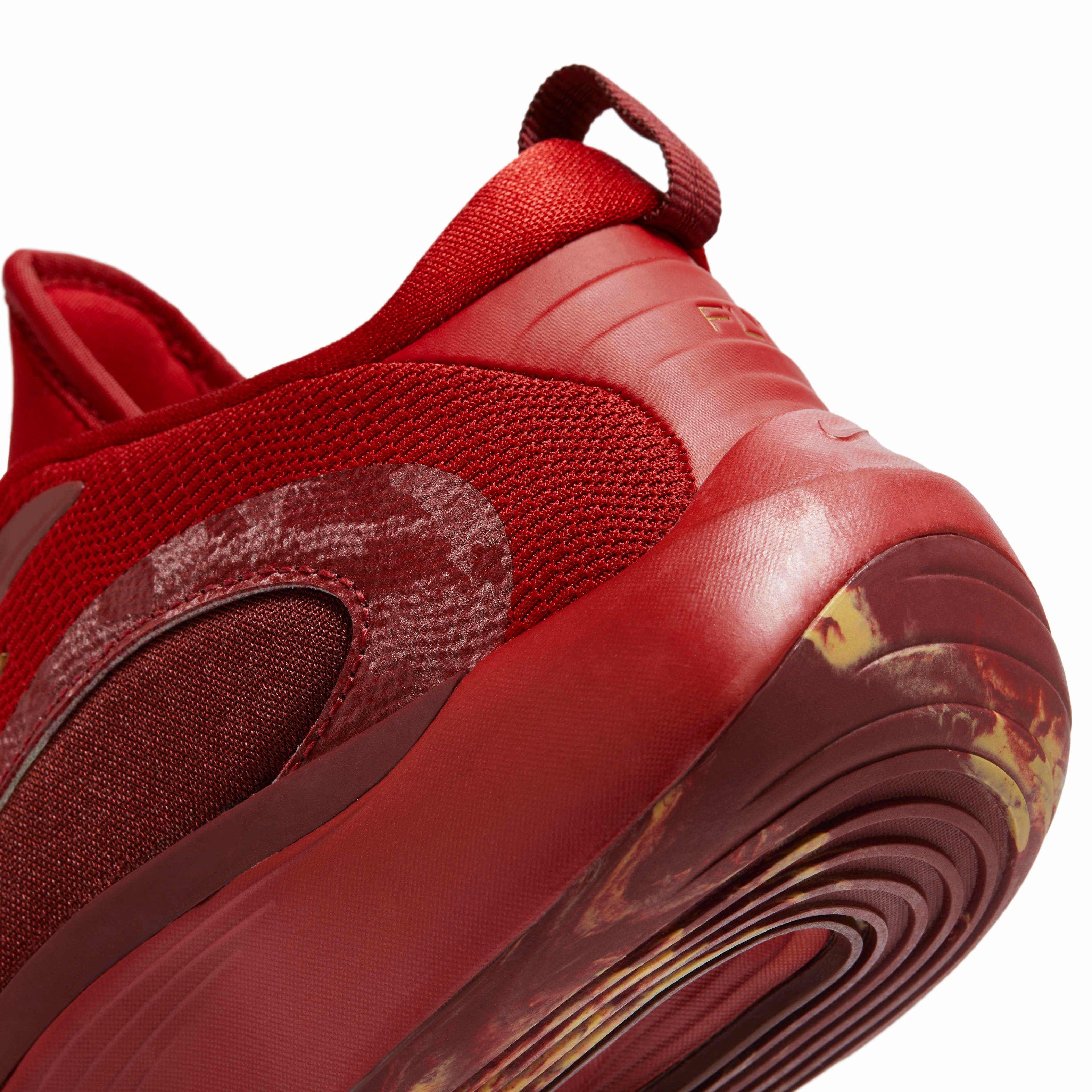 Nike IsoFly Grade School Boys' "Gym Red/Team Red/Dark Team Red/Metallic Gold" Basketball Shoe