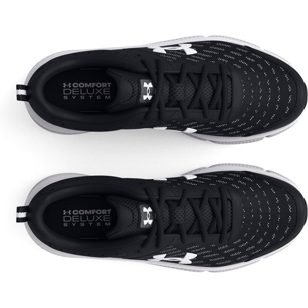 Under Armour Charged Assert 10 "Black/White" Men's Wide 4E Running Shoe - BLACK/WHITE Thumbnail View 3