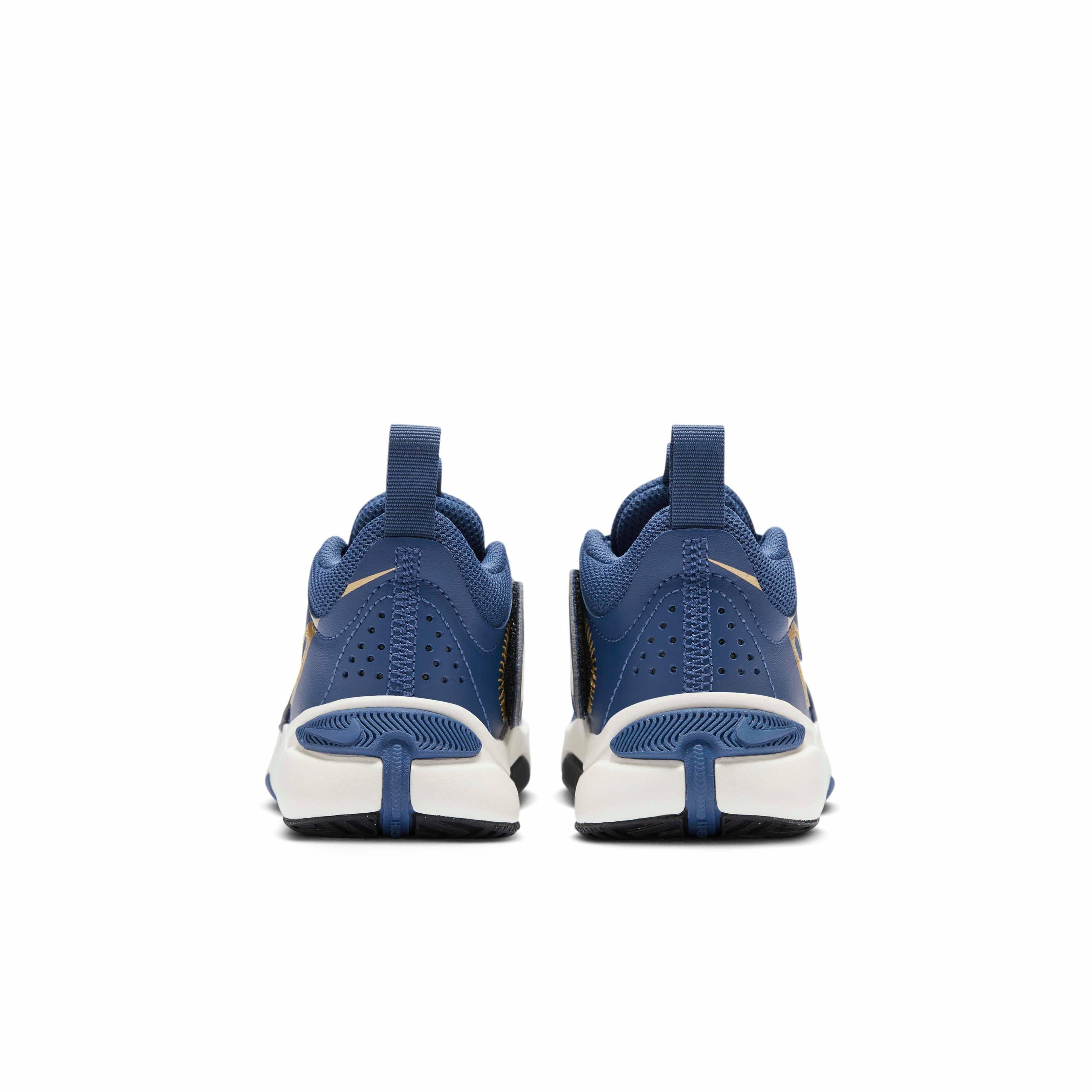 Nike Team Hustle D 11 Preschool Boys' "Mystic Navy/Pale Ivory/Metallic Gold/Black" Basketball Shoe