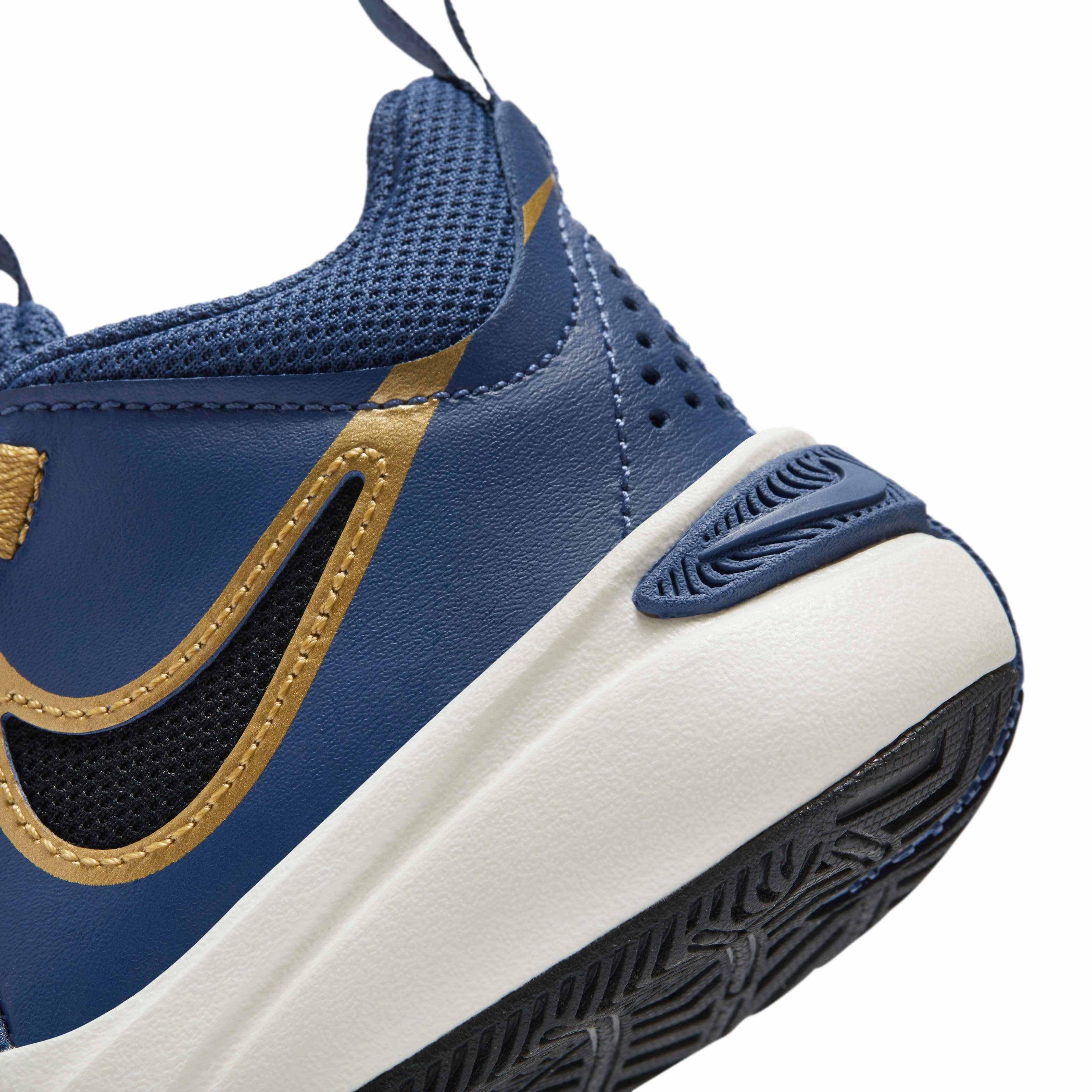 Nike Team Hustle D 11 Preschool Boys' "Mystic Navy/Pale Ivory/Metallic Gold/Black" Basketball Shoe