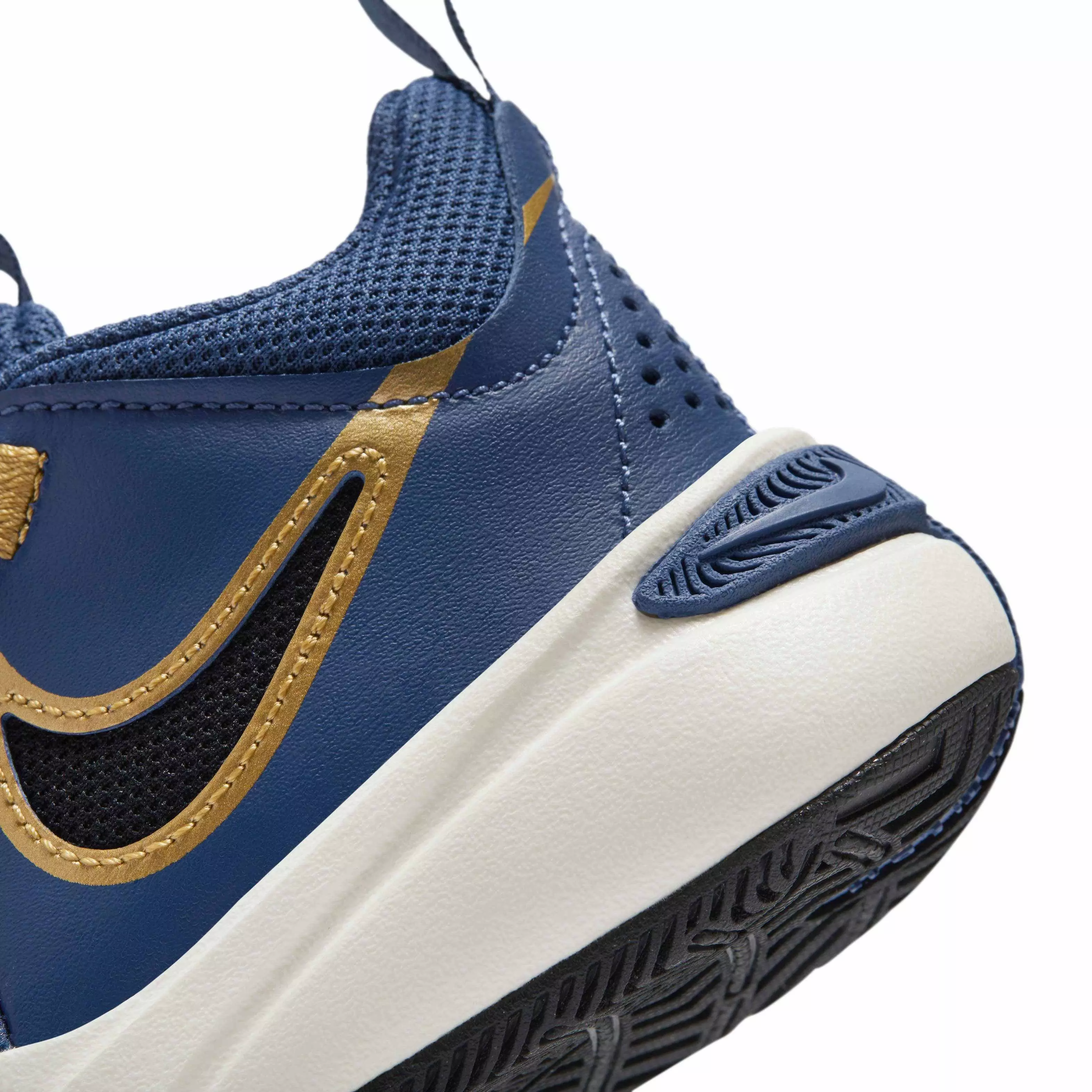 Nike Team Hustle D 11 "Mystic Navy/Pale Ivory/Metallic Gold/Black" Preschool Boys' Basketball Shoe - NAVY/IVORY/GOLD/BLACK