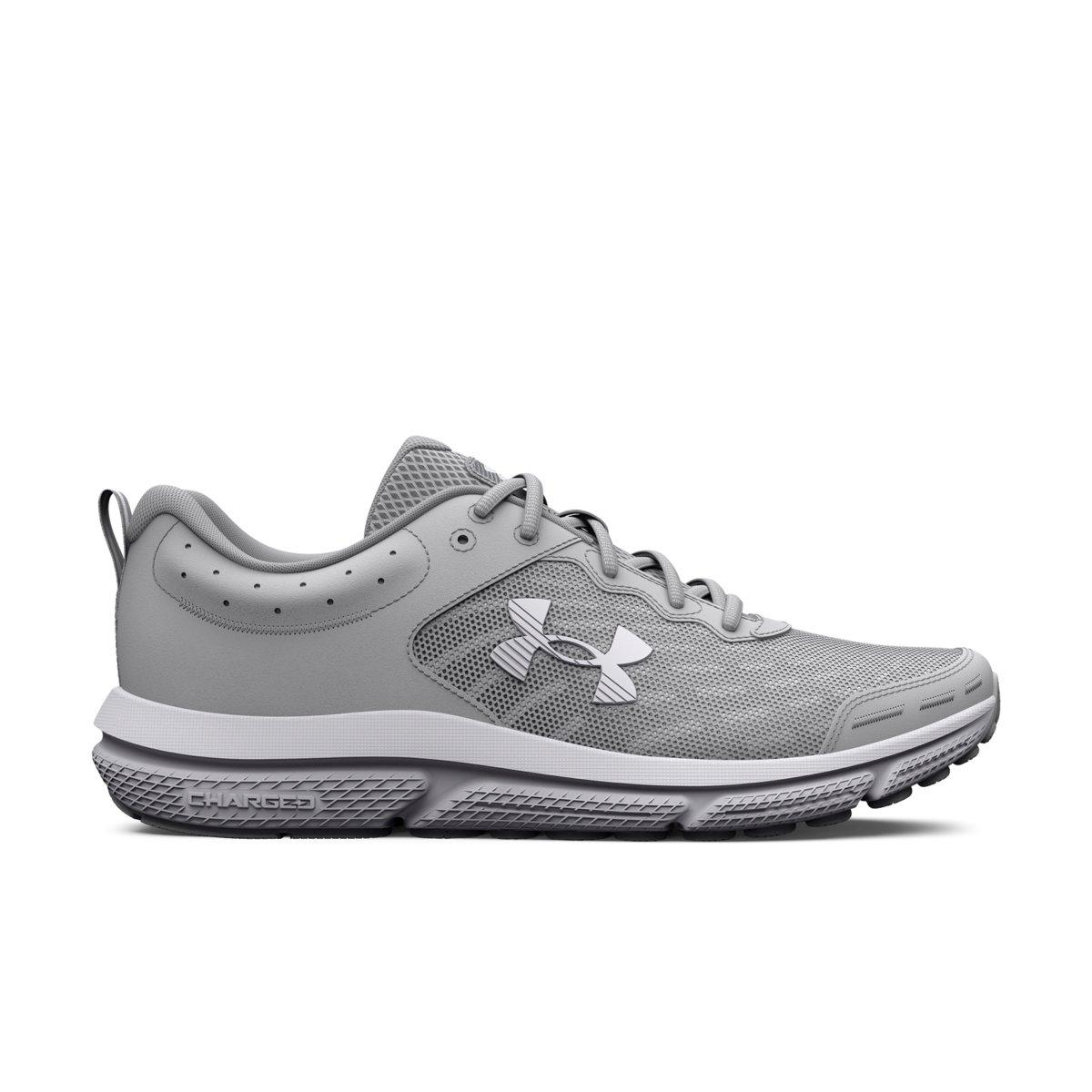 Under Armour Charged Assert 10 "Mod Grey/White" Men's Wide 4E Running Shoe - GREY/WHITE Thumbnail View 1