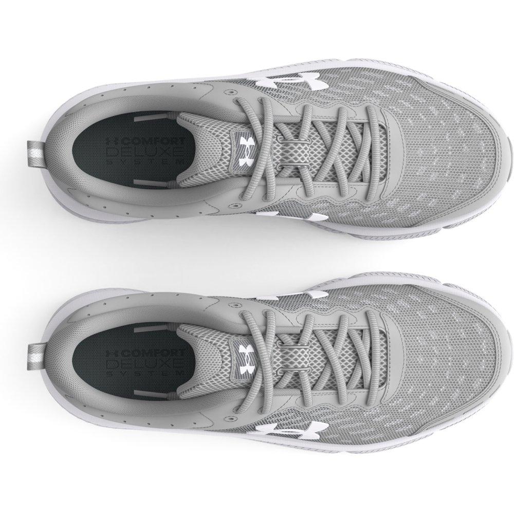 Under Armour Charged Assert 10 "Mod Grey/White" Men's Wide 4E Running Shoe - GREY/WHITE Thumbnail View 3