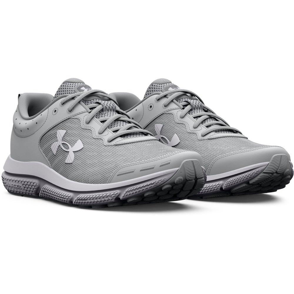 Under Armour Charged Assert 10 "Mod Grey/White" Men's Wide 4E Running Shoe - GREY/WHITE Thumbnail View 5