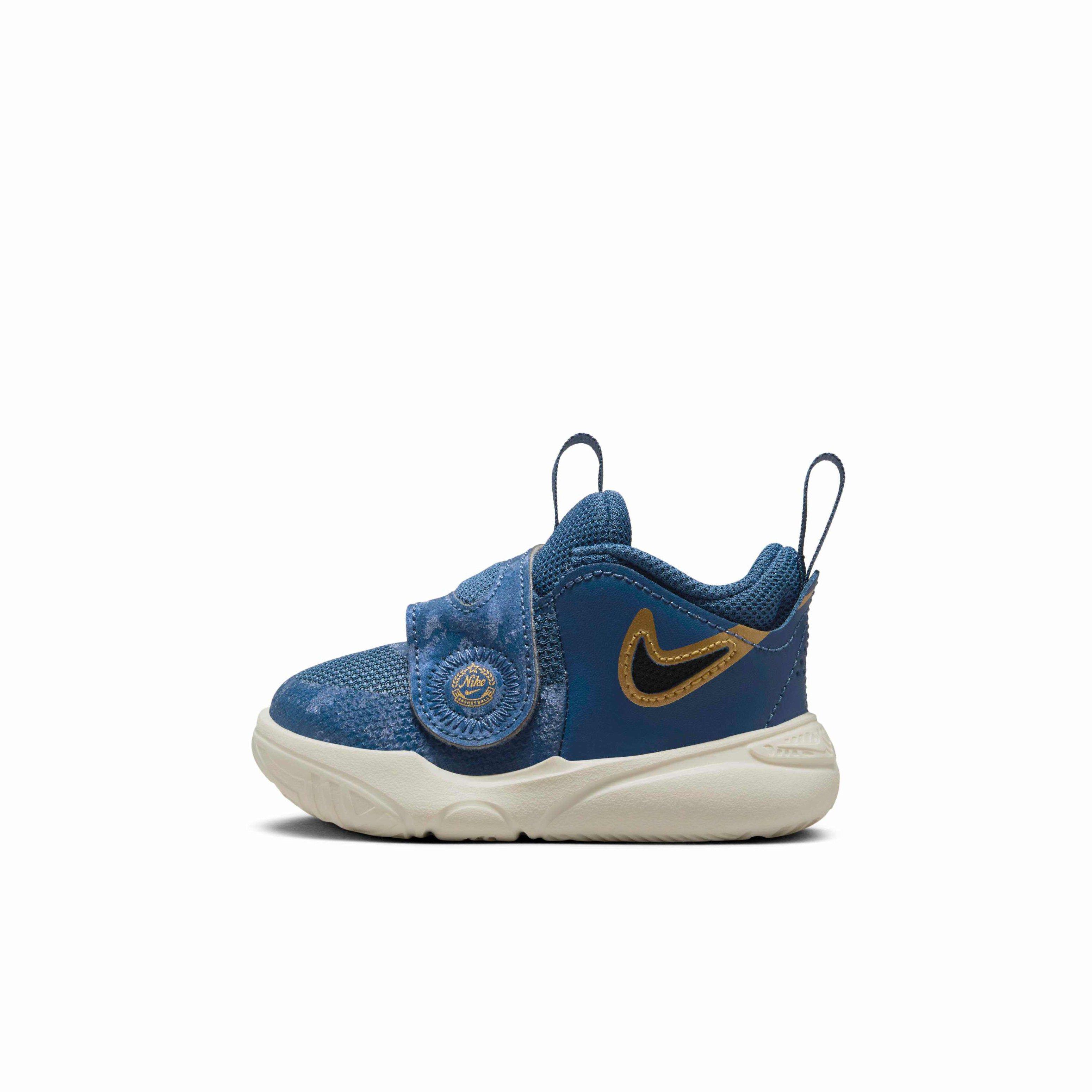 Nike Team Hustle D 11 "Mystic Navy/Pale Ivory/Metallic Gold/Black" Infant Boys' Basketball Shoe - NAVY/IVORY/GOLD/BLACK Thumbnail View 2