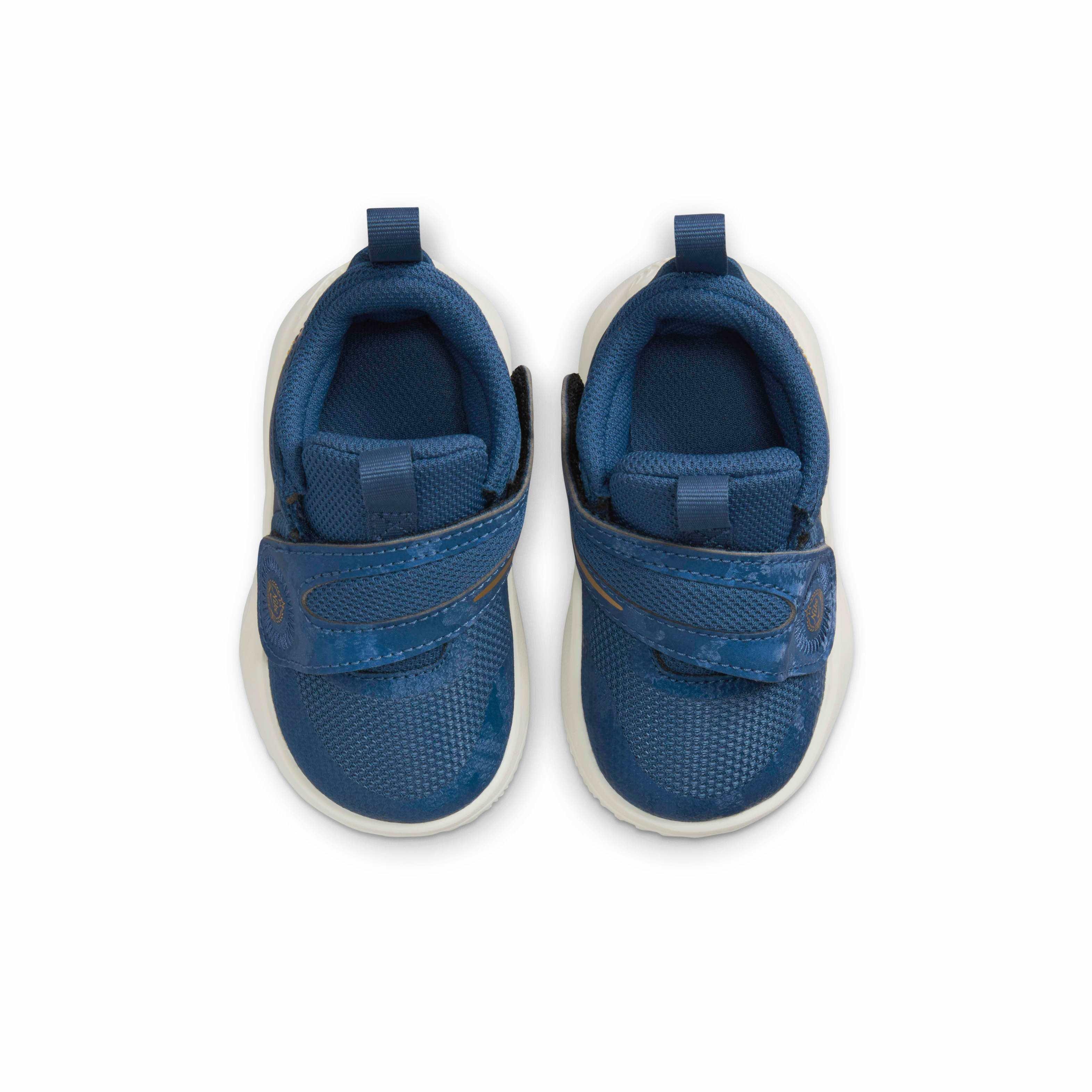 Nike Team Hustle D 11 "Mystic Navy/Pale Ivory/Metallic Gold/Black" Infant Boys' Basketball Shoe - NAVY/IVORY/GOLD/BLACK Thumbnail View 4