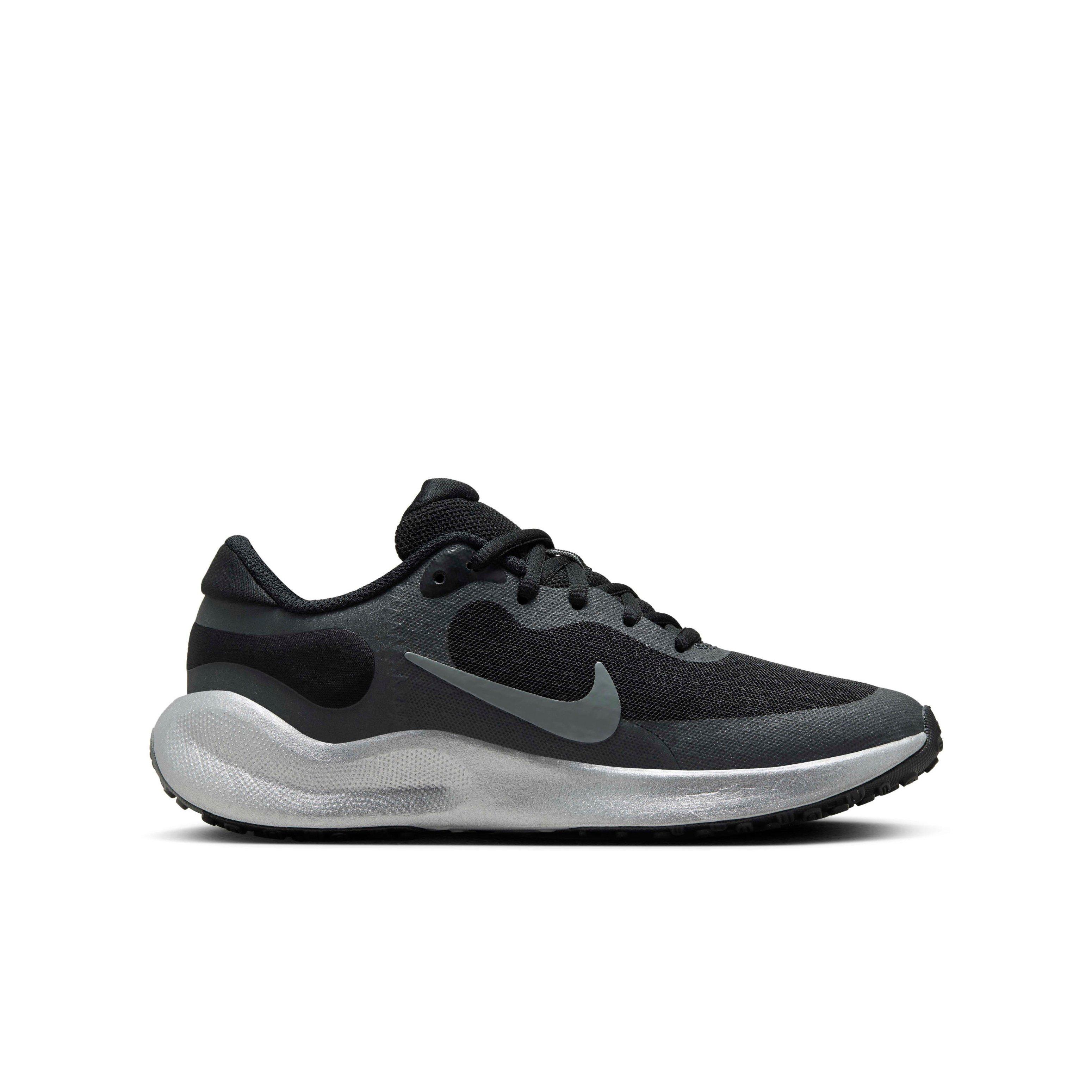 Nike Revolution 7 "Black/Anthracite/Smoke Grey/Metallic Silver" Grade School Boys' Running Shoe - BLACK/ANTHRACITE/GREY/SILVER Thumbnail View 1
