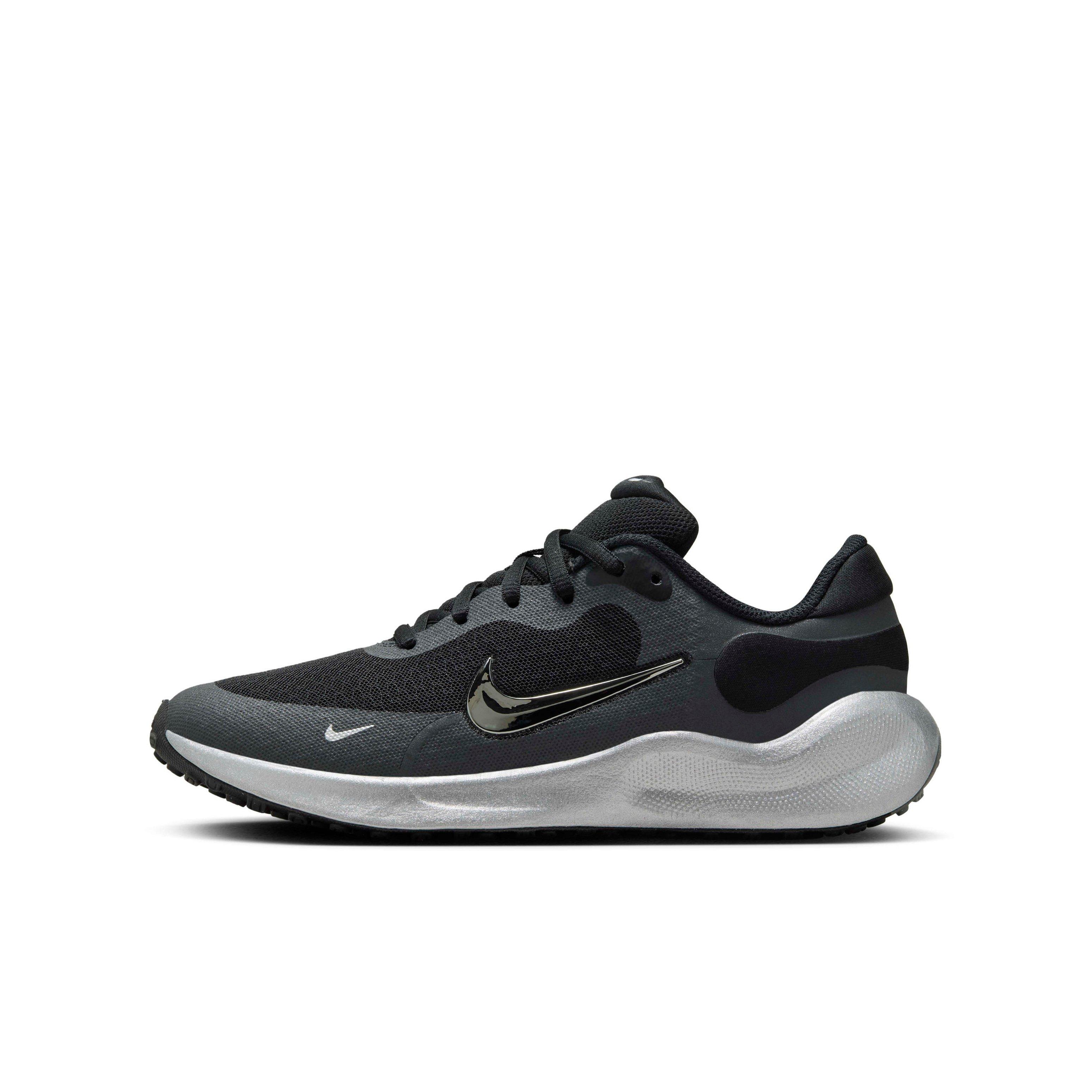 Nike Revolution 7 "Black/Anthracite/Smoke Grey/Metallic Silver" Grade School Boys' Running Shoe - BLACK/ANTHRACITE/GREY/SILVER Thumbnail View 2