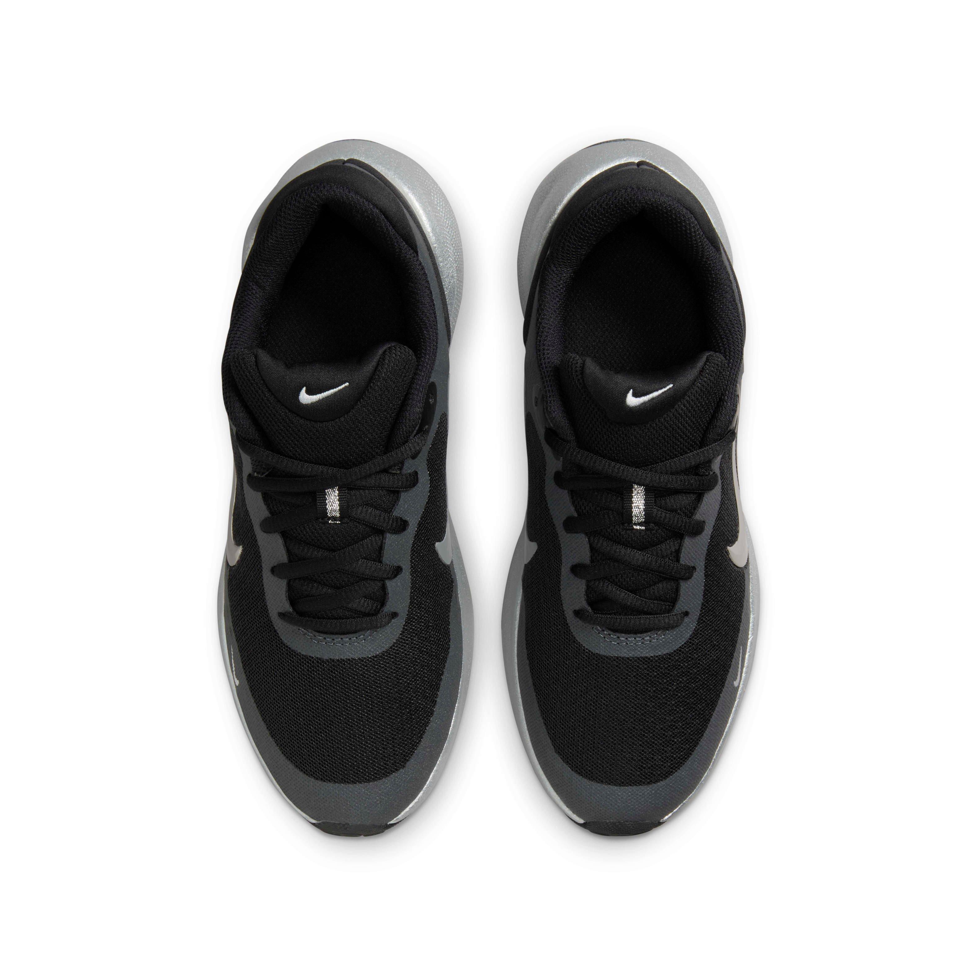 Nike Revolution 7 "Black/Anthracite/Smoke Grey/Metallic Silver" Grade School Boys' Running Shoe - BLACK/ANTHRACITE/GREY/SILVER Thumbnail View 4