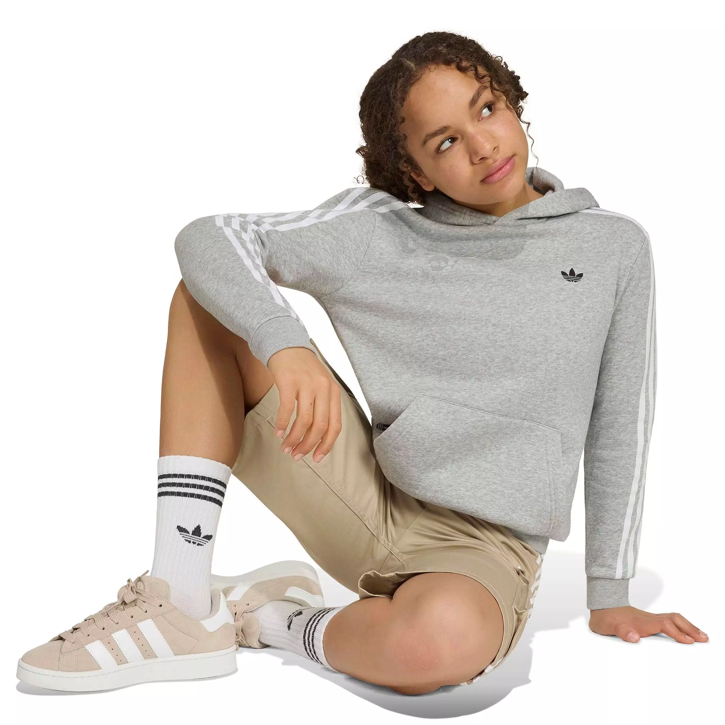 adidas Originals Big Kids' Graphic Loose Hoodie - Grey - GREY