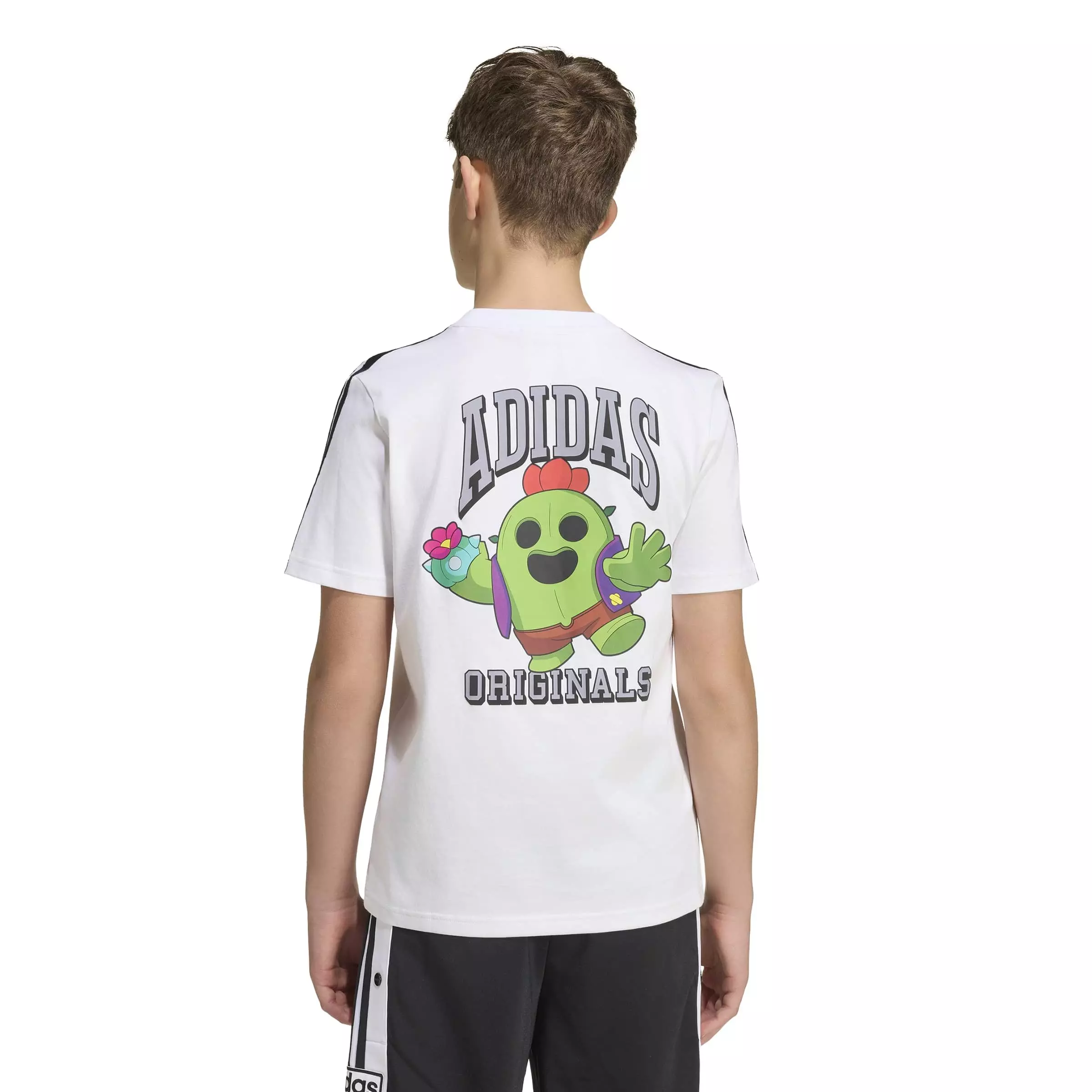 adidas Originals Big Boys' Graphic Loose Tee Shirt - White - WHITE