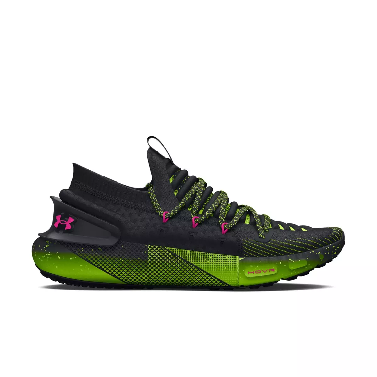 Under Armour HOVR Phantom 3 Amp "Black/Lime Surge/Rebel Pink" Men's Running Shoe - BLACK/LIME/PINK