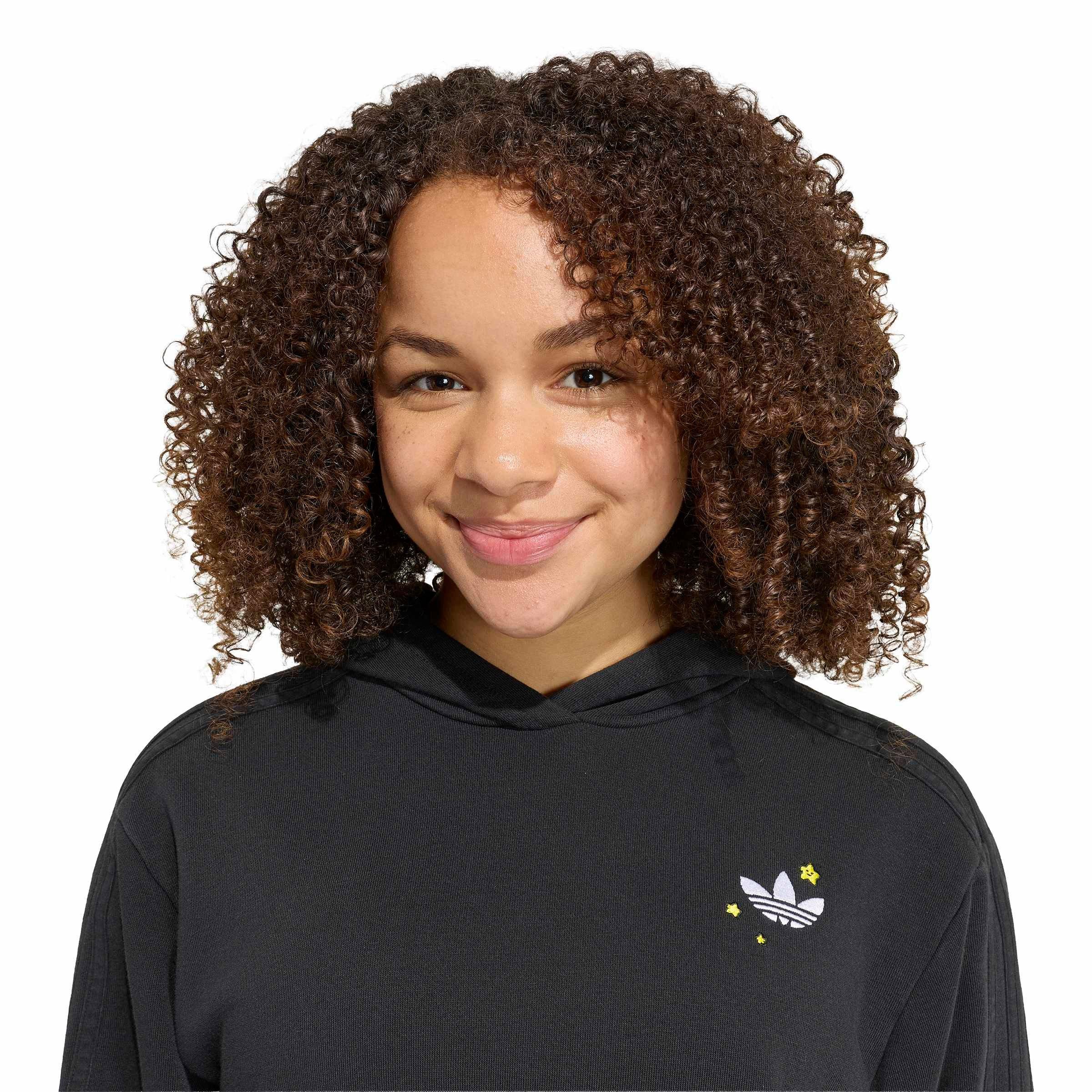 adidas Originals Big Girls' Care Bears Boxy Cropped Hoodie - Black - BLACK