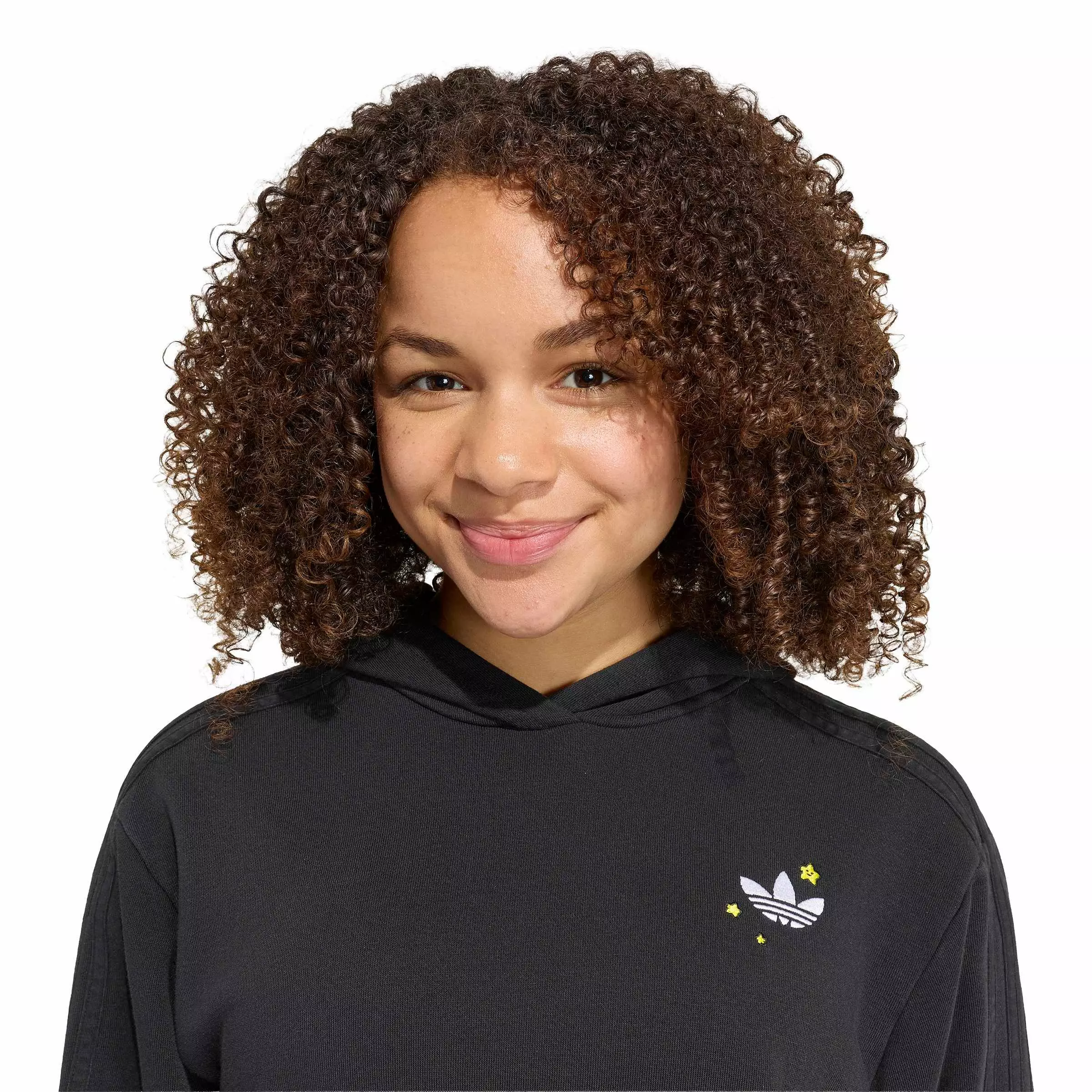 adidas Originals Big Girls' Care Bears Boxy Cropped Hoodie - Black - BLACK