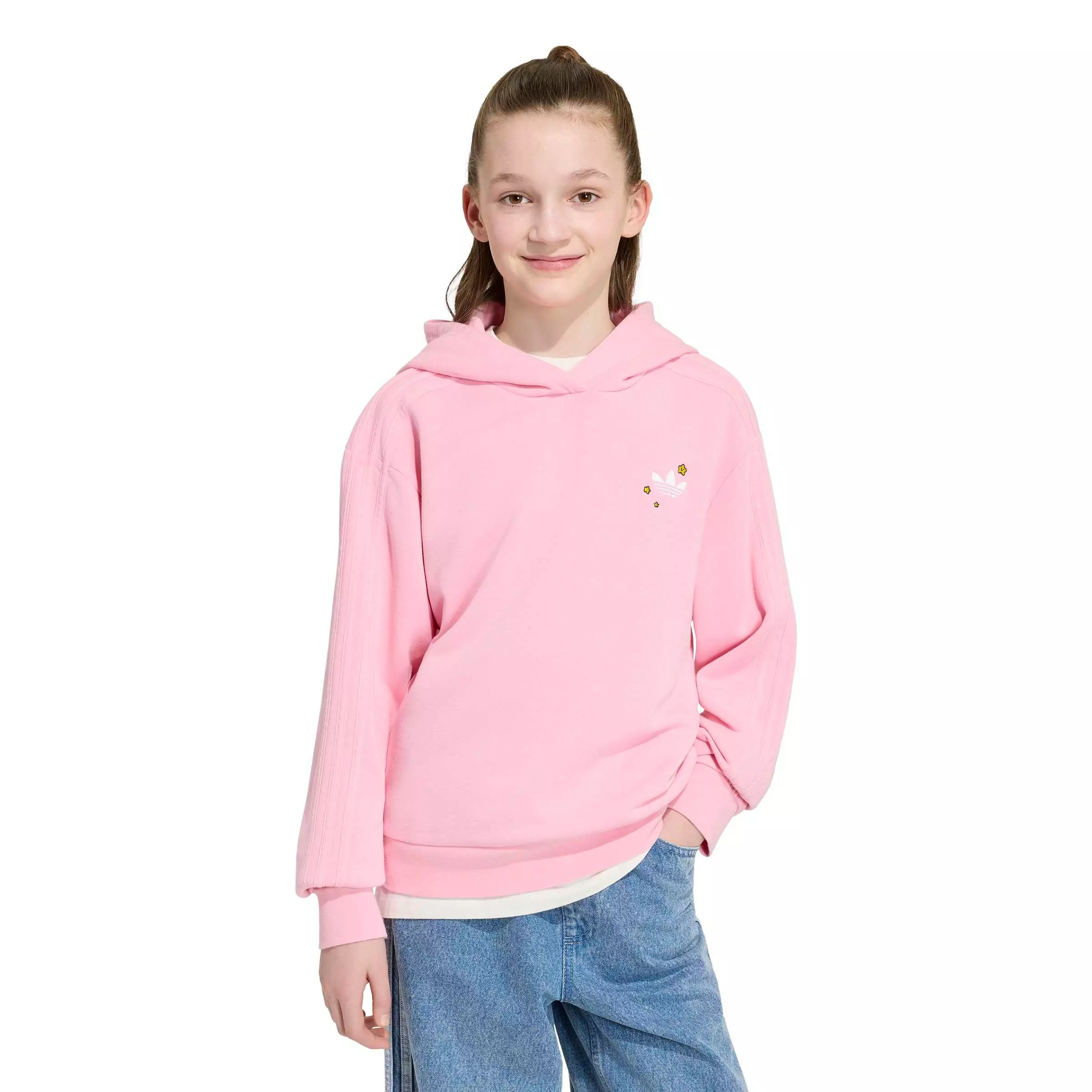 adidas Originals Big Girls' Care Bears Boxy Cropped Hoodie - Pink - PINK