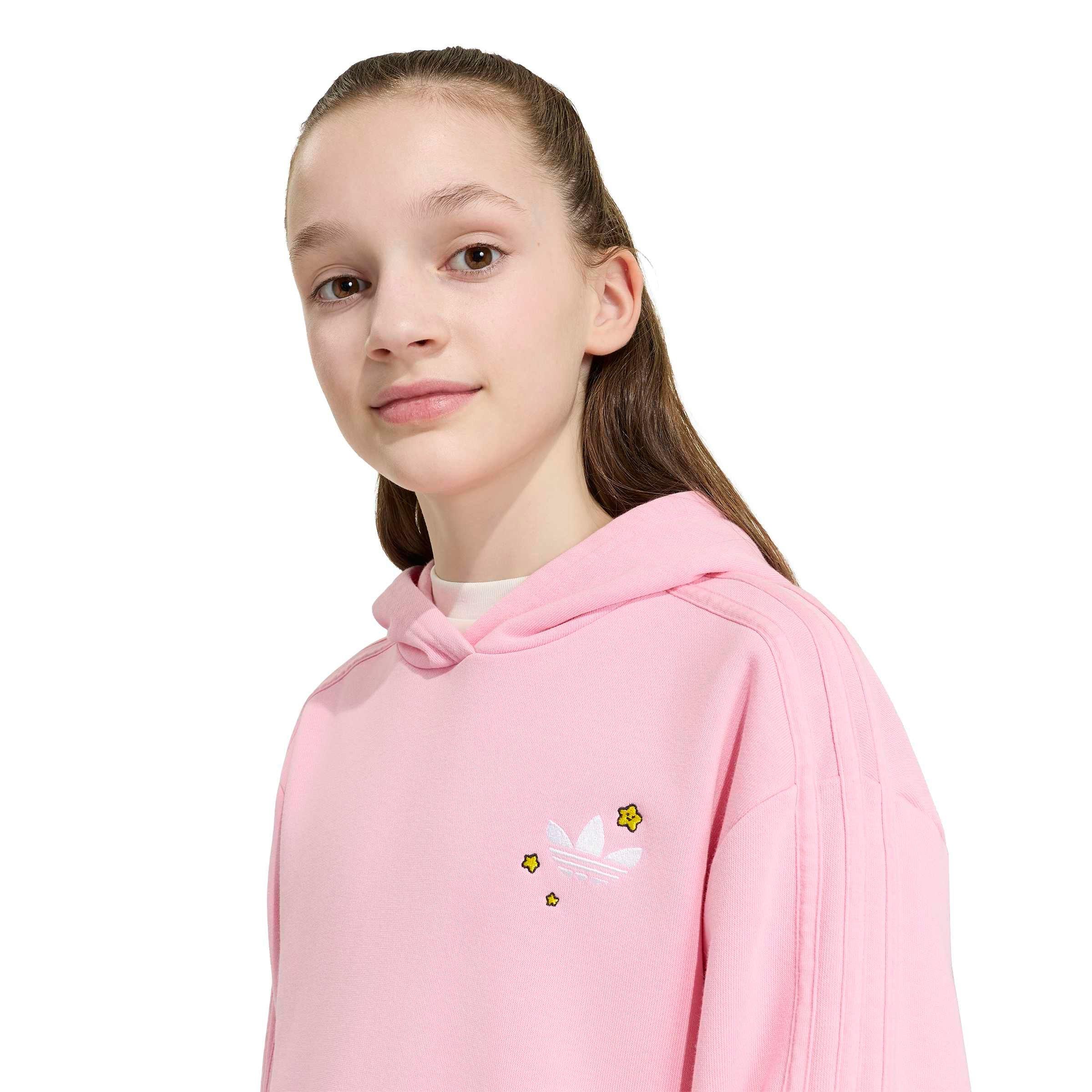 adidas Originals Big Girls' Care Bears Boxy Cropped Hoodie - Pink - PINK Thumbnail View 3