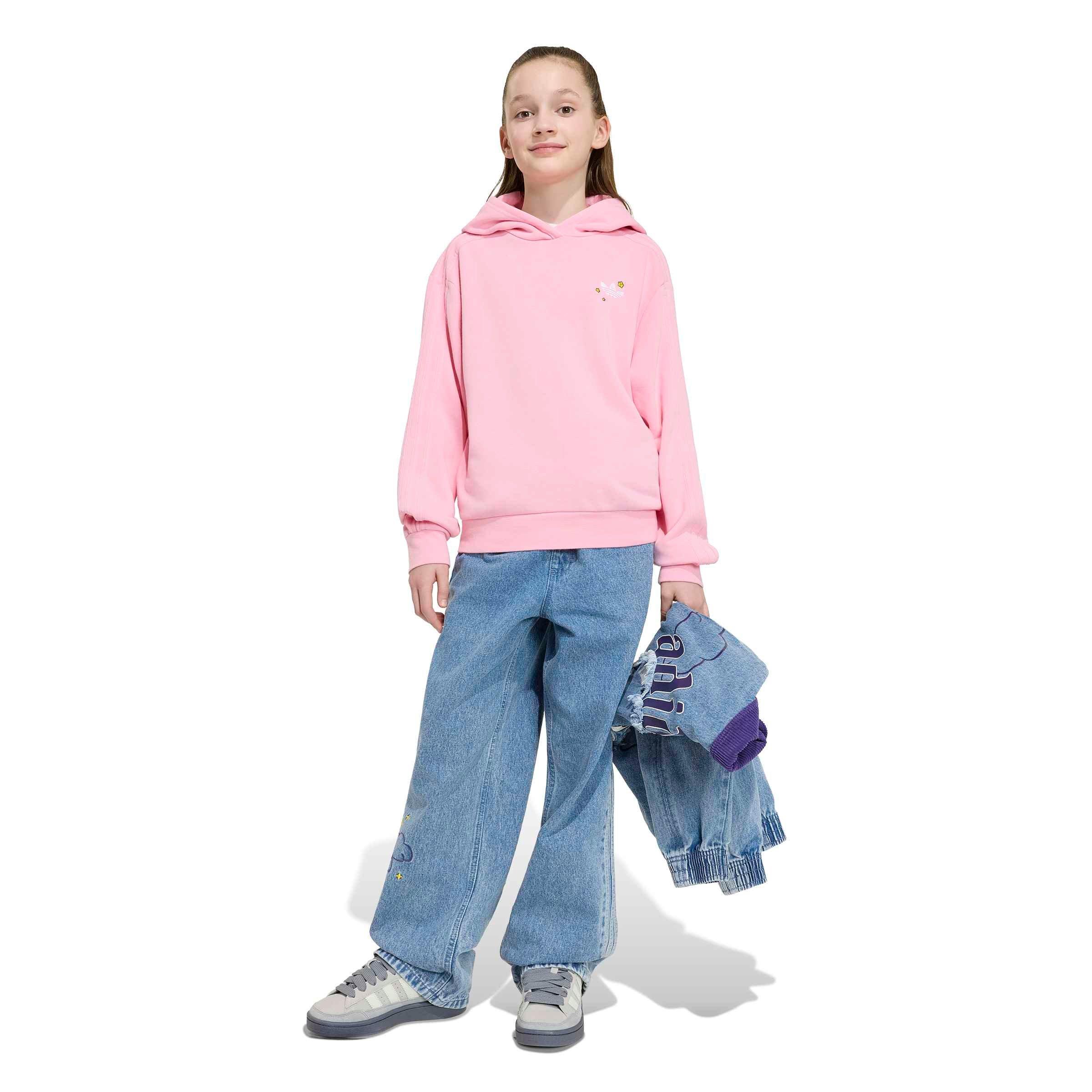 adidas Originals Big Girls' Care Bears Boxy Cropped Hoodie - Pink - PINK Thumbnail View 5