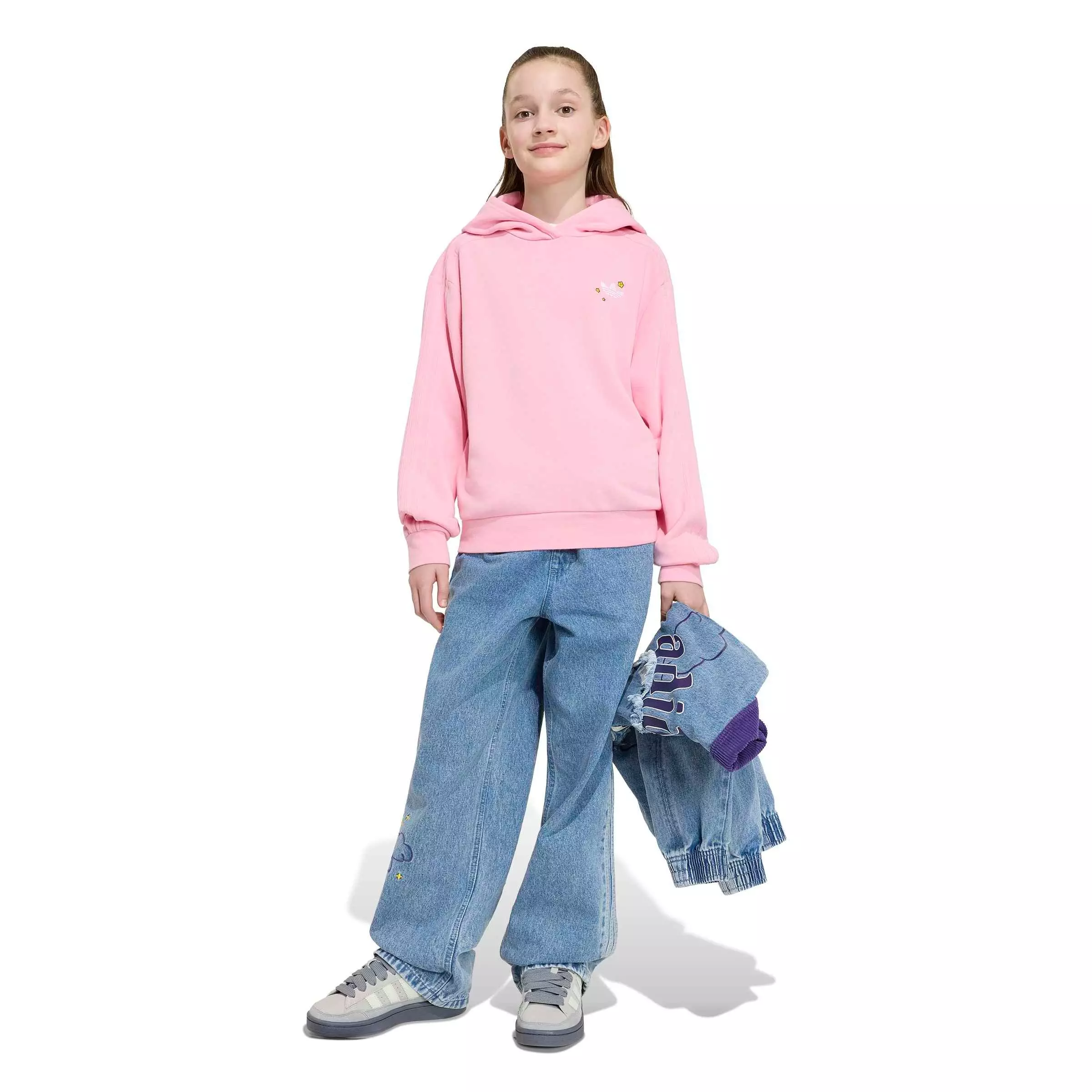 adidas Originals Big Girls' Care Bears Boxy Cropped Hoodie - Pink - PINK
