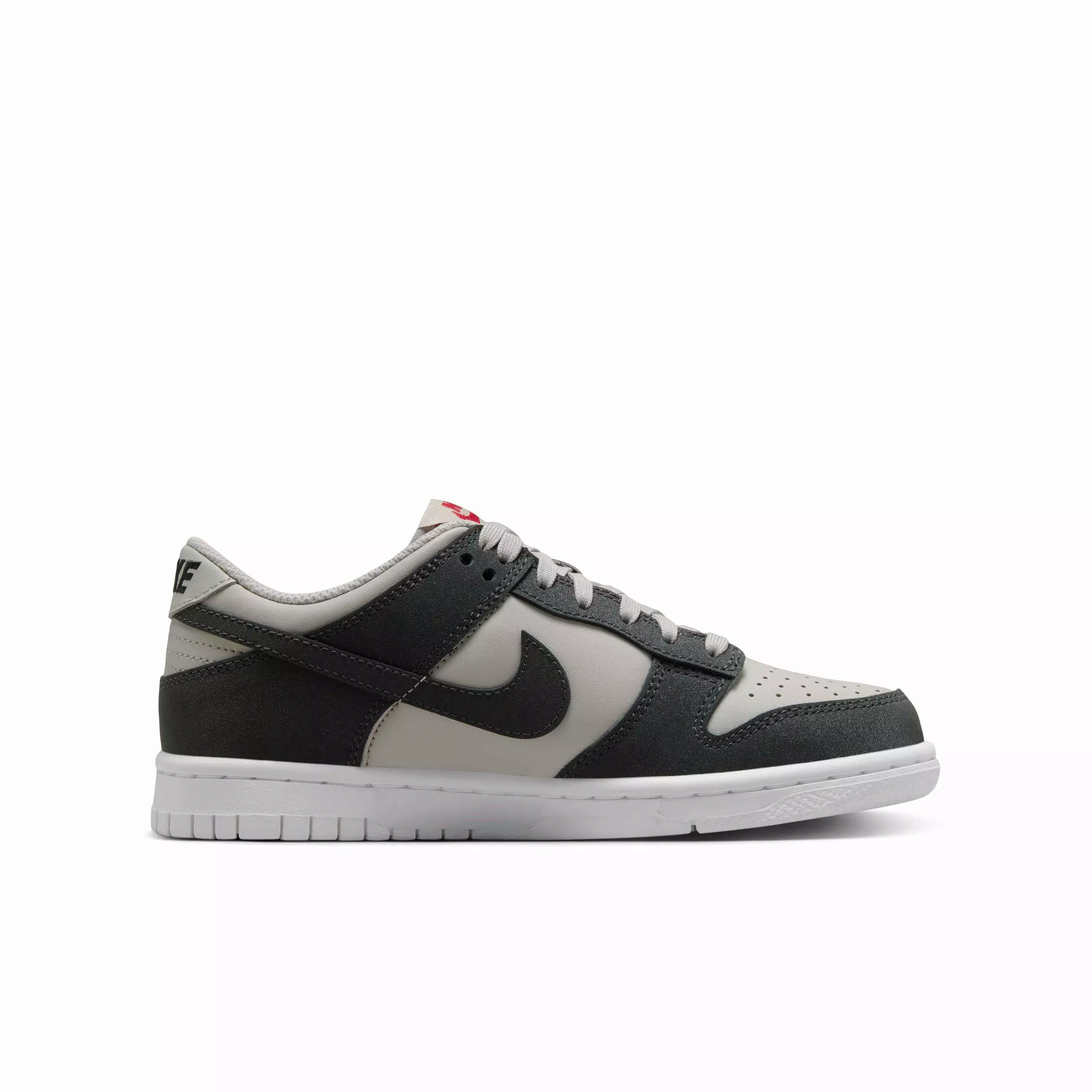 Nike Dunk Low "Light Iron Ore/White/Gym Red/Anthracite" Grade School Boys' Shoe - LT IRON/WHITE/RED/ANTHRACITE