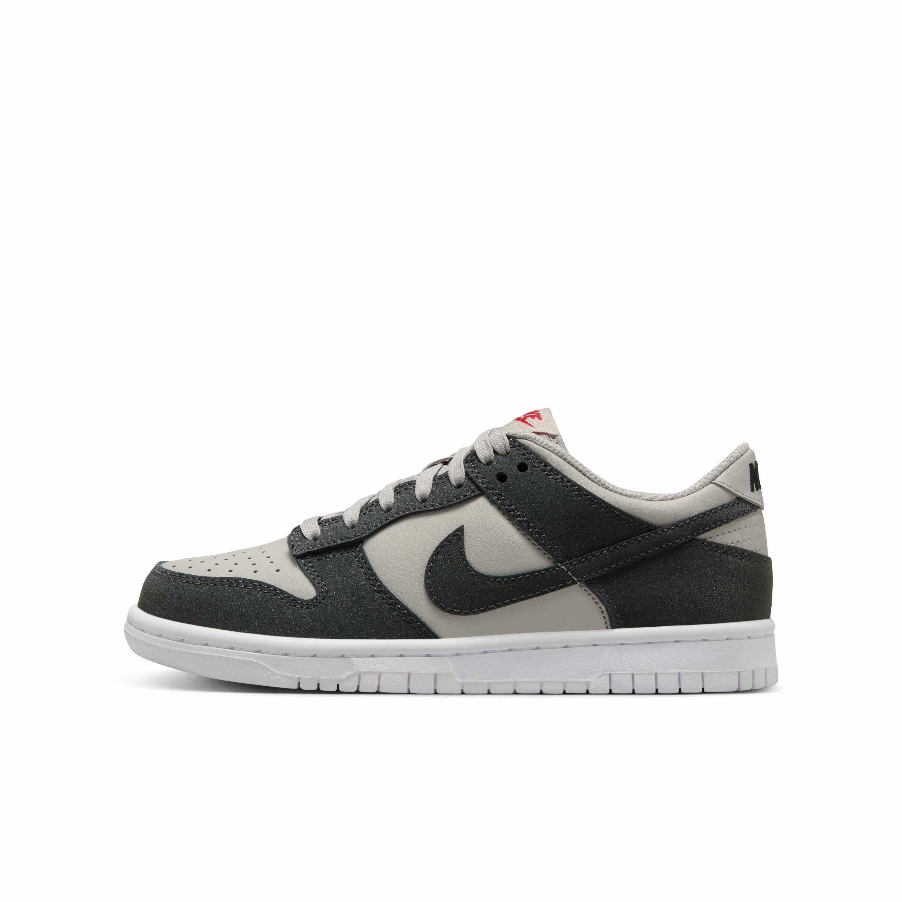 Nike Dunk Low "Light Iron Ore/White/Gym Red/Anthracite" Grade School Boys' Shoe - LT IRON/WHITE/RED/ANTHRACITE Thumbnail View 2