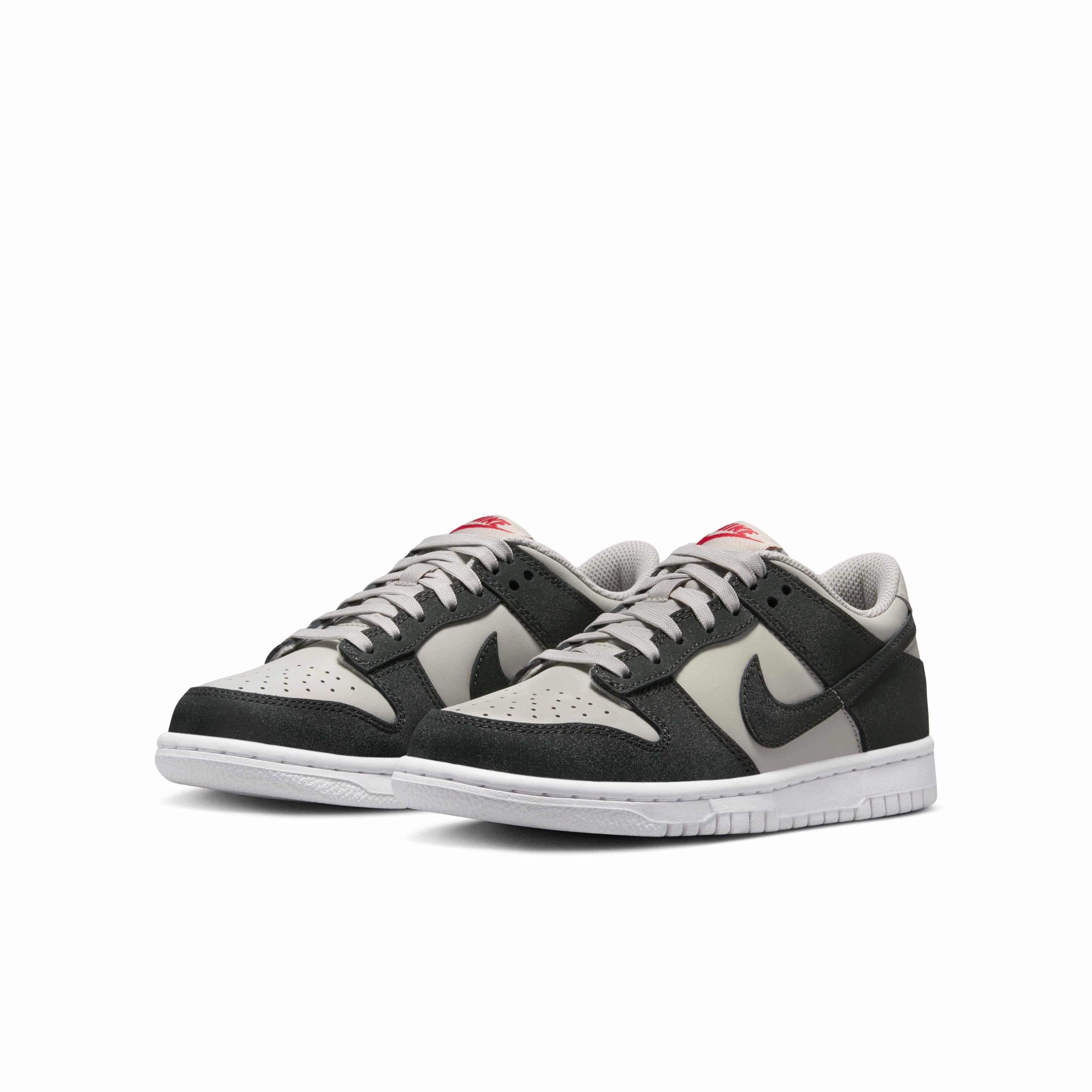 Nike Dunk Low "Light Iron Ore/White/Gym Red/Anthracite" Grade School Boys' Shoe - LT IRON/WHITE/RED/ANTHRACITE Thumbnail View 3