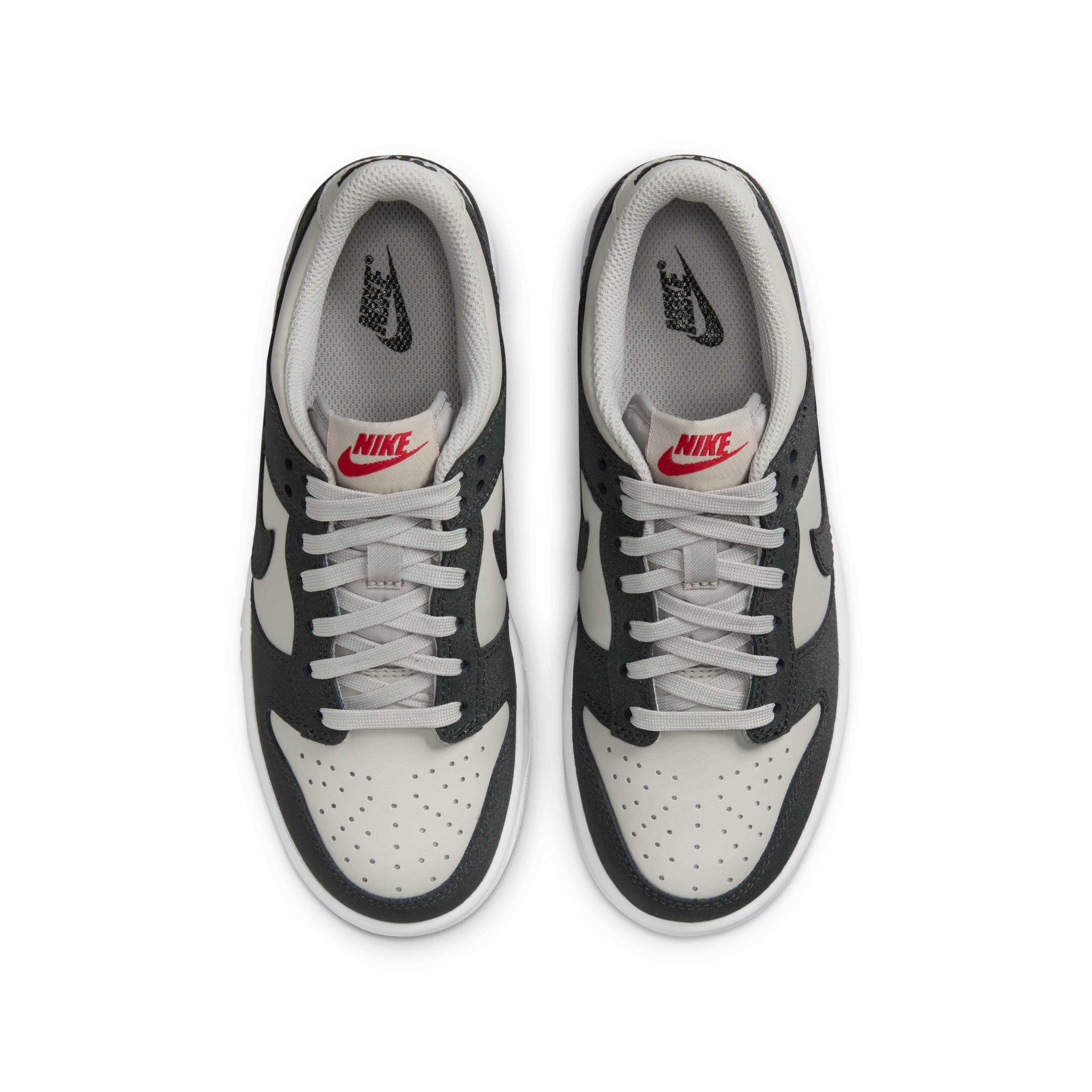 Nike Dunk Low "Light Iron Ore/White/Gym Red/Anthracite" Grade School Boys' Shoe - LT IRON/WHITE/RED/ANTHRACITE Thumbnail View 4