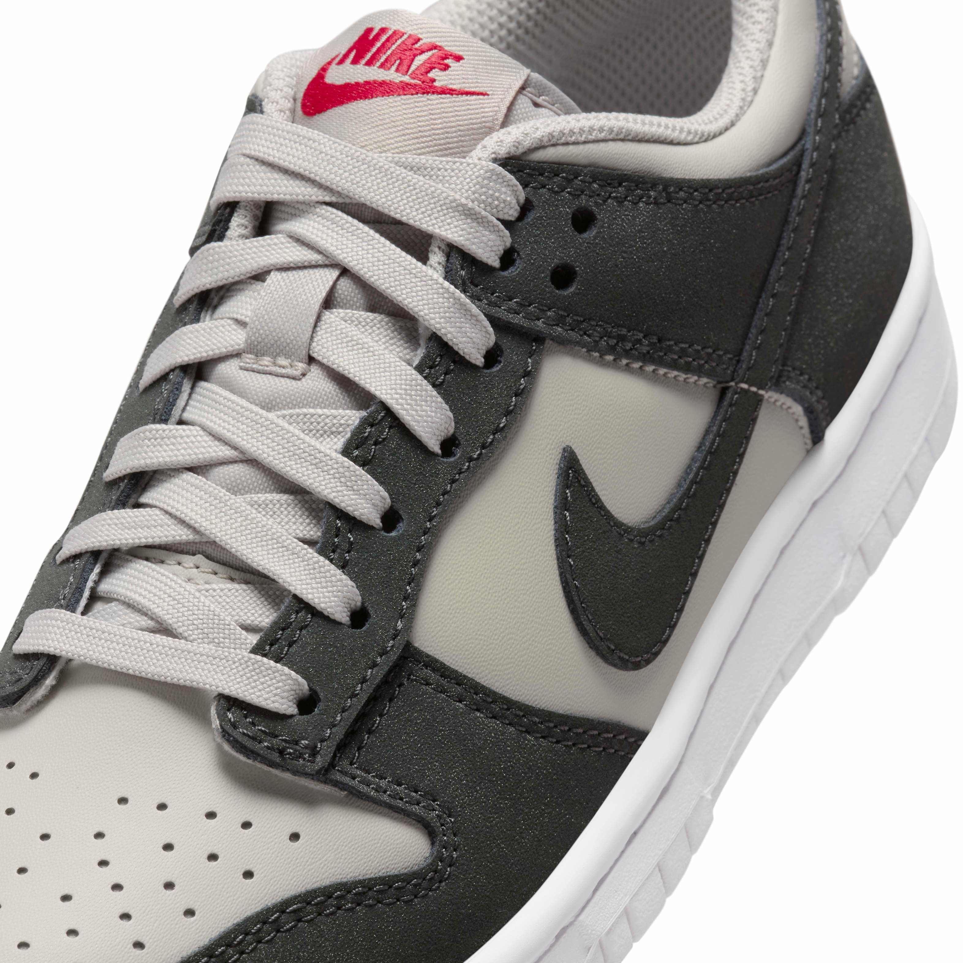 Nike Dunk Low "Light Iron Ore/White/Gym Red/Anthracite" Grade School Boys' Shoe - LT IRON/WHITE/RED/ANTHRACITE Thumbnail View 7