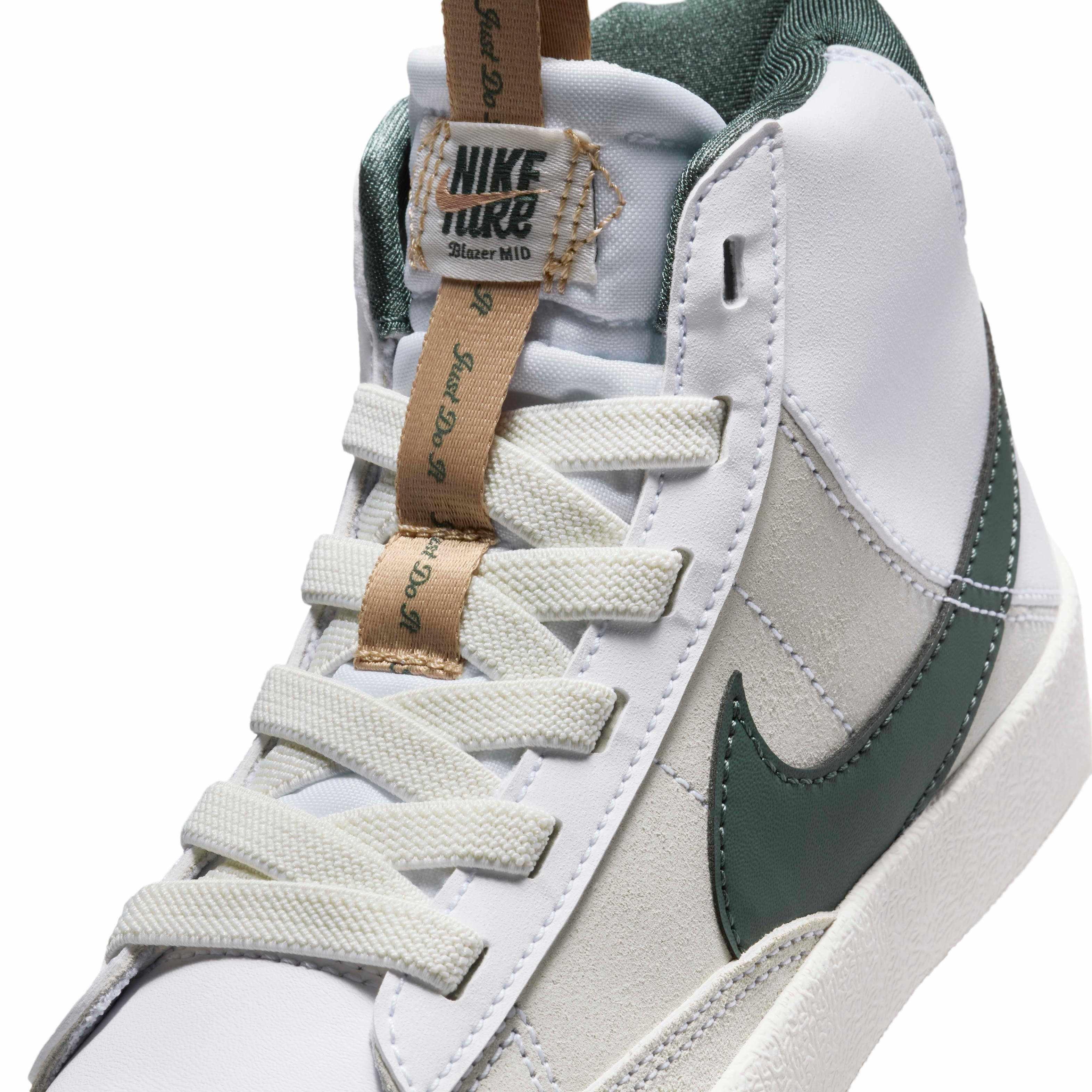 Nike Blazer Mid '77 Preschool Boys' "White/Pale Ivory/Hemp/Vintage Green" Shoe