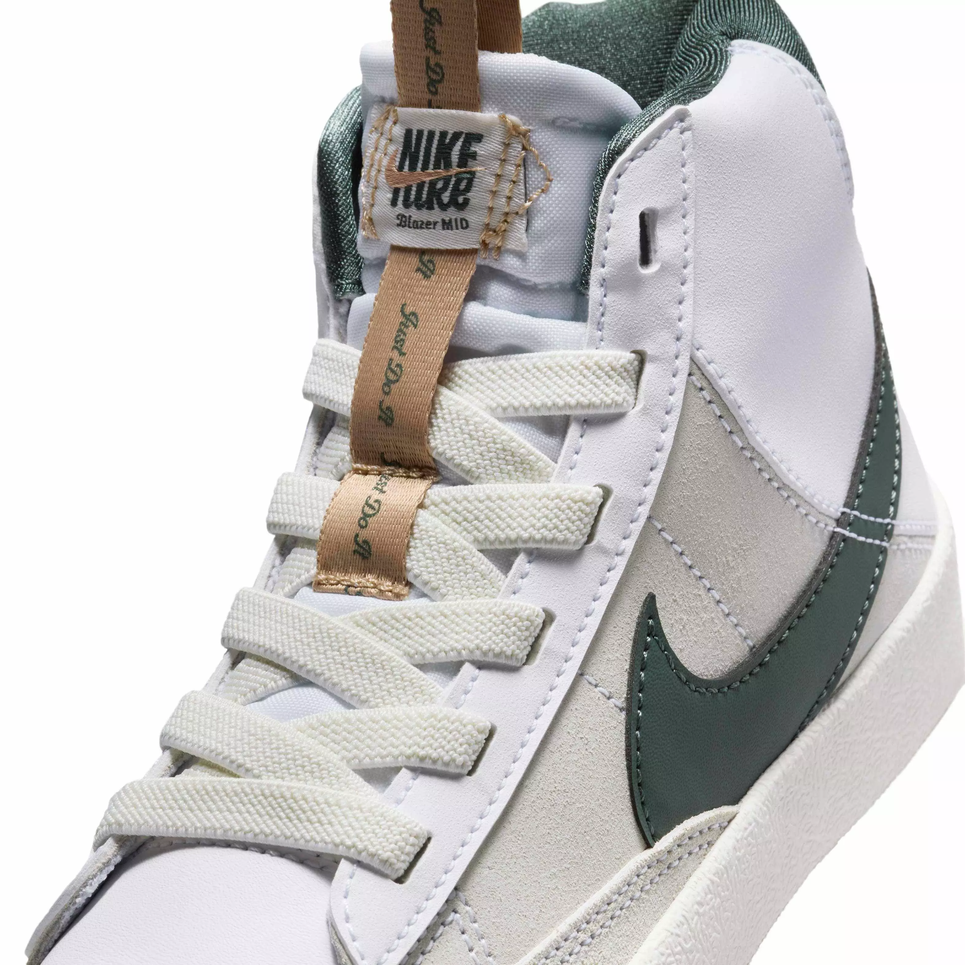 Nike Blazer Mid '77 "White/Pale Ivory/Hemp/Vintage Green" Preschool Boys' Shoe - WHITE/IVORY/HEMP/GREEN