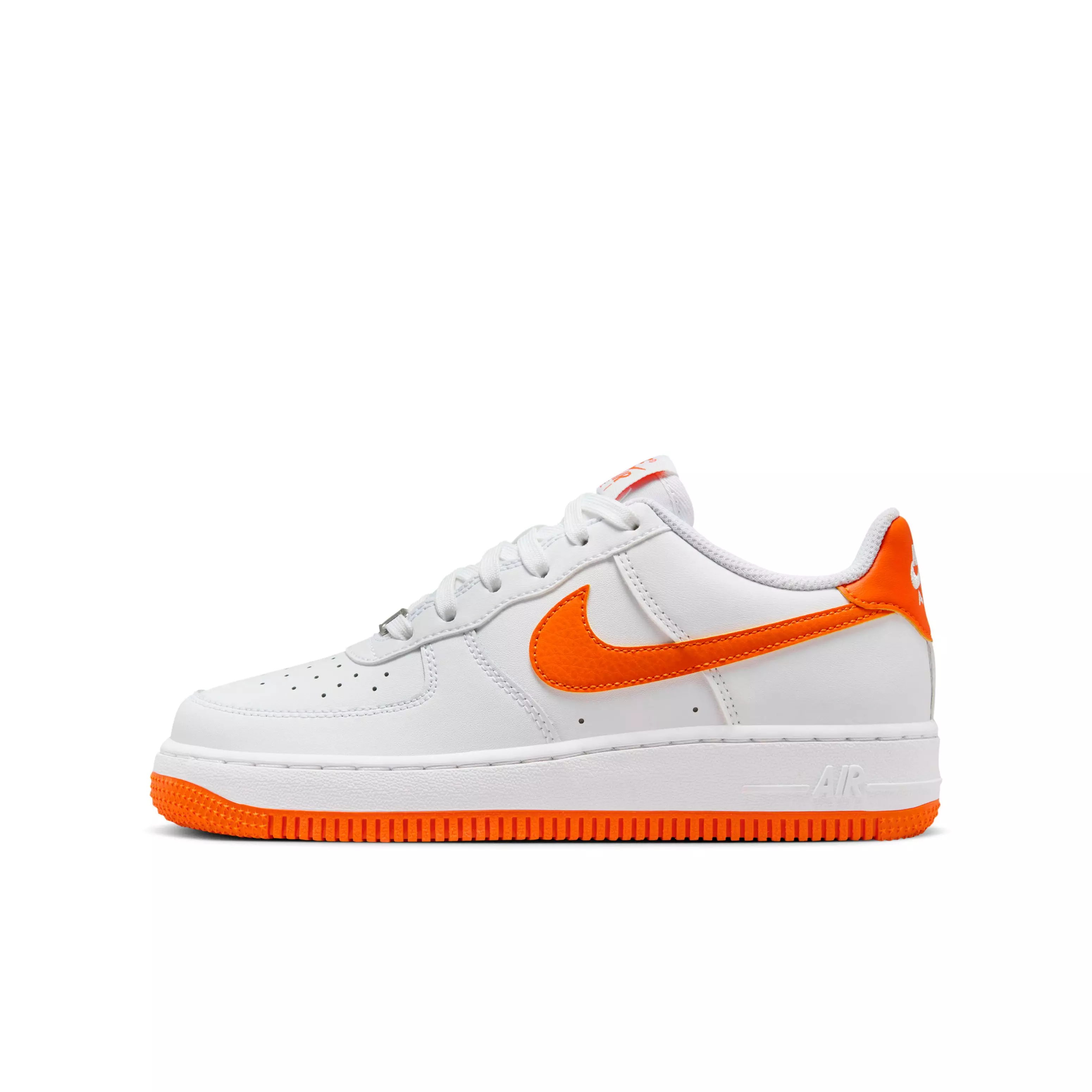 Nike Air Force 1 "White/White/Safety Orange" Grade School Boys' Shoe - WHITE/WHITE/ORANGE