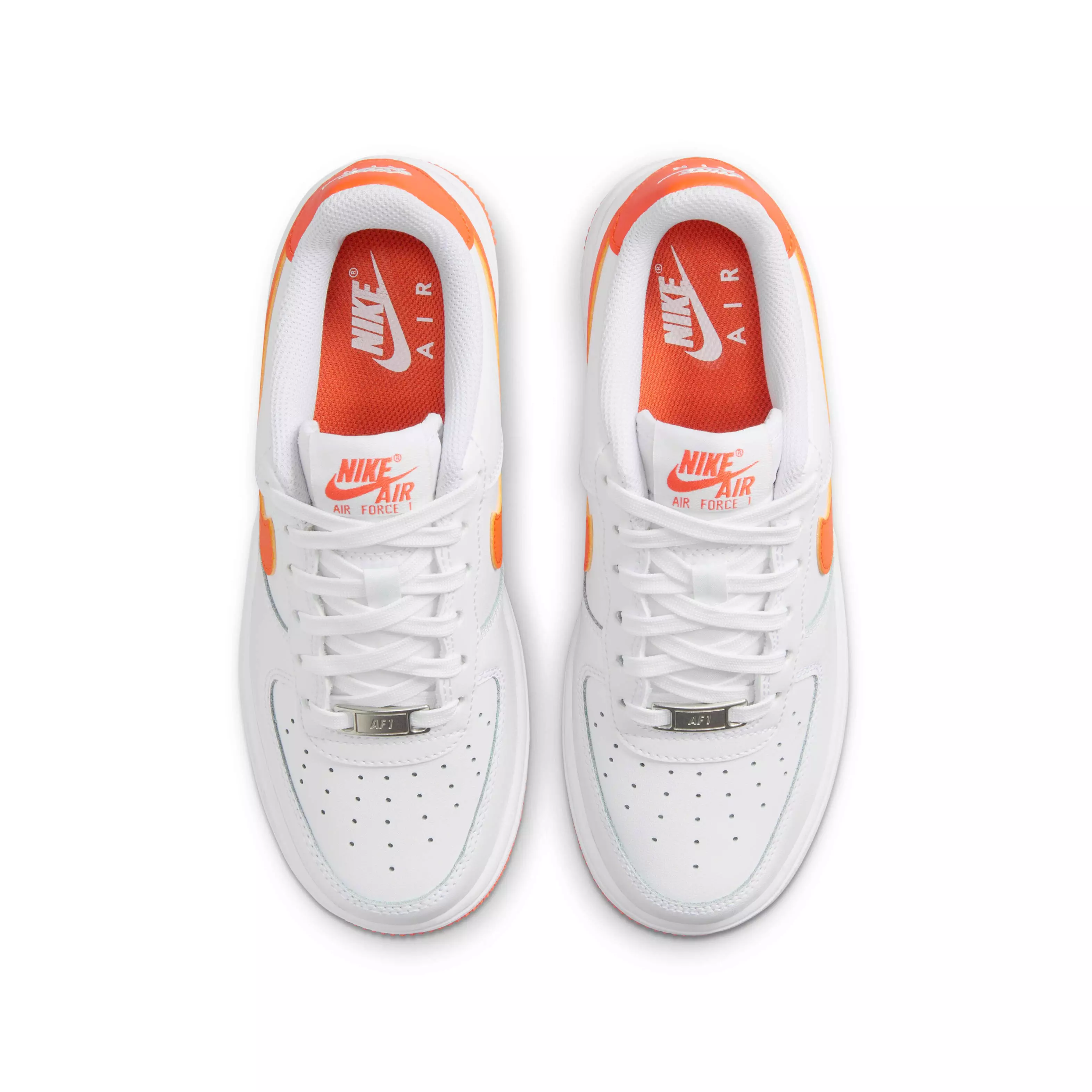 Nike Air Force 1 "White/White/Safety Orange" Grade School Boys' Shoe - WHITE/WHITE/ORANGE